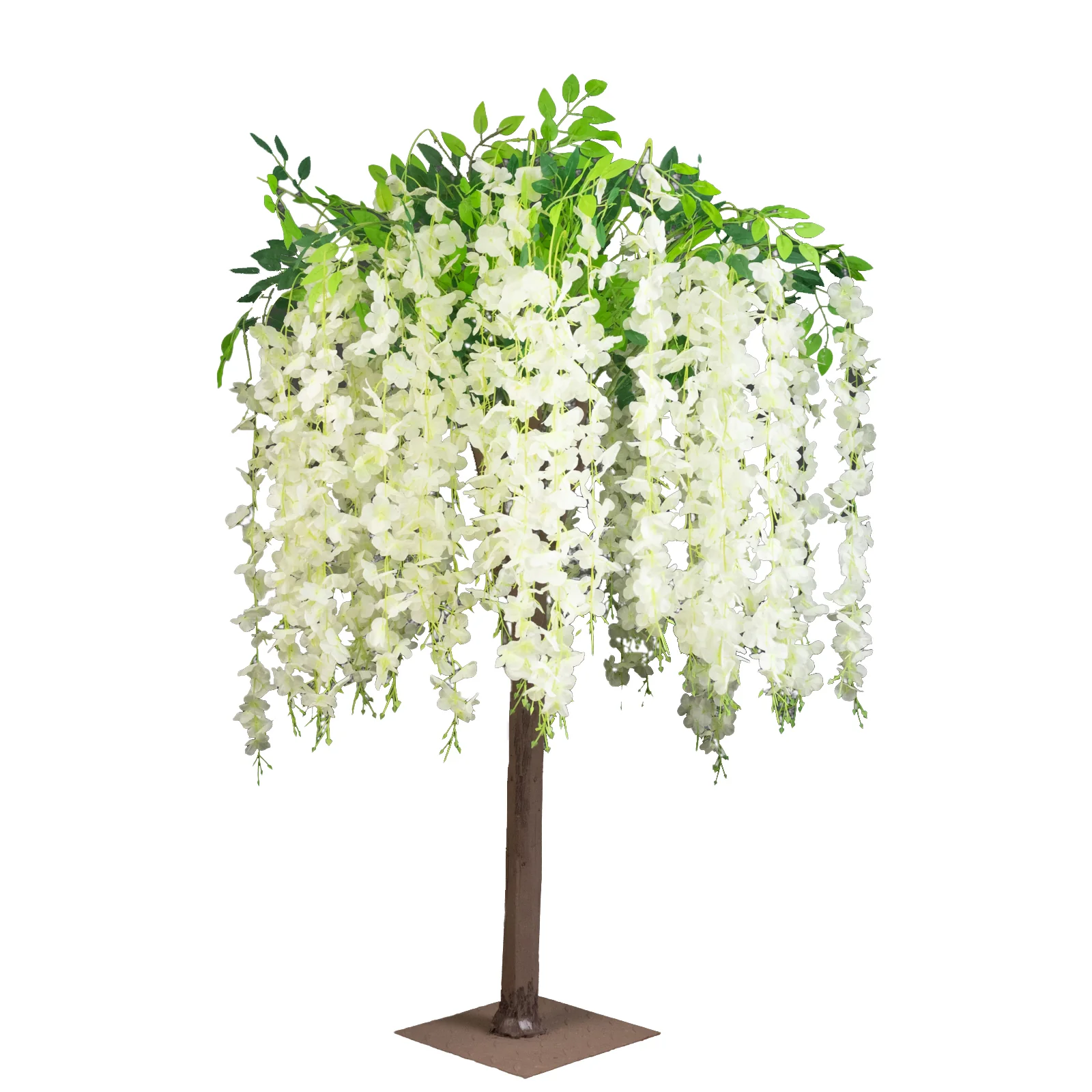 4ft Tall Cream Wisteria Tree with Cascading Silk Flowers – Faux Floral Display with Real Wood Trunk for Wedding & Event Decor - Image 7