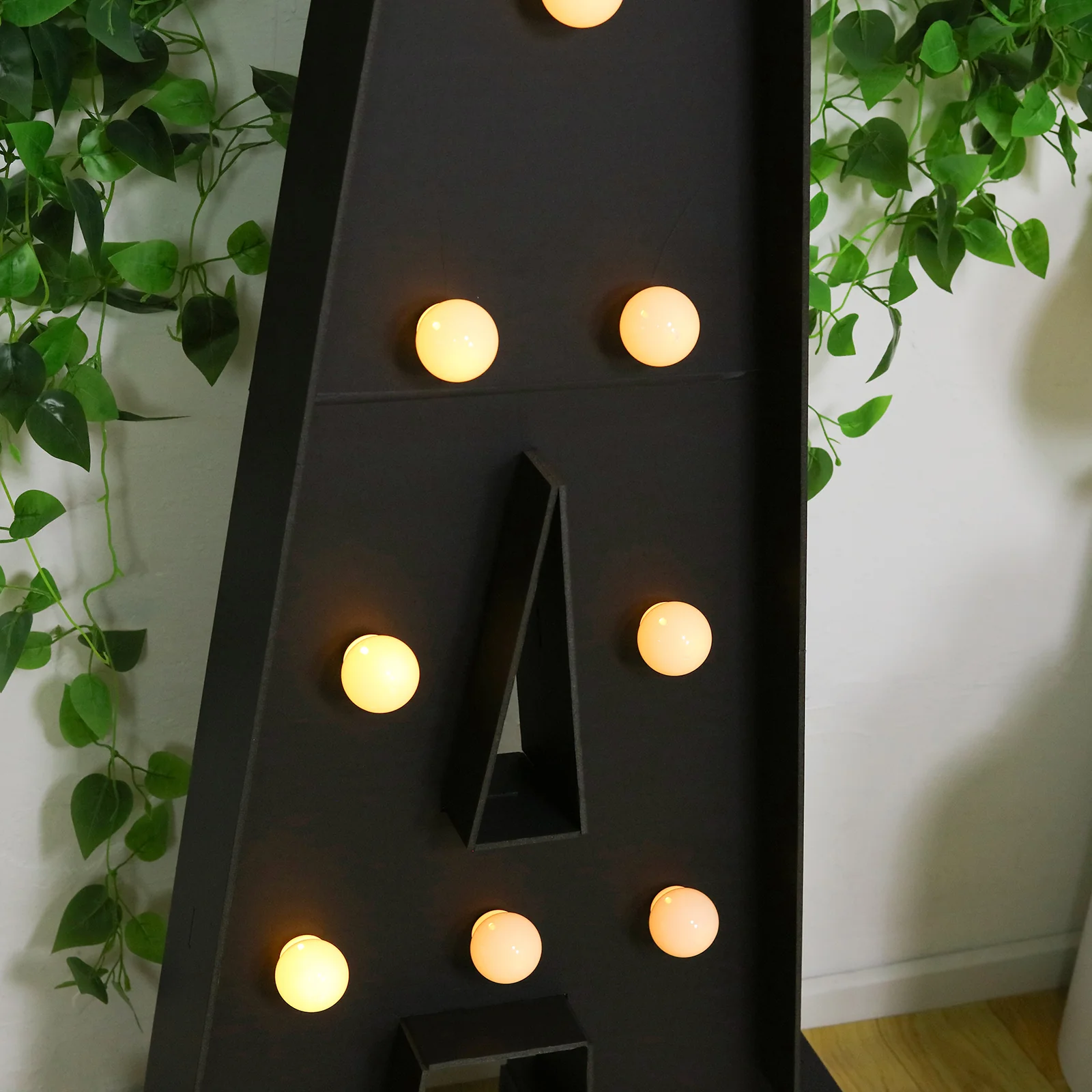 4ft Giant LED Marquee Letter "A", Black Pre-Cut Foam Board with 10 Warm White Battery Operated LEDs, Glue Gun and Sticks - Image 2