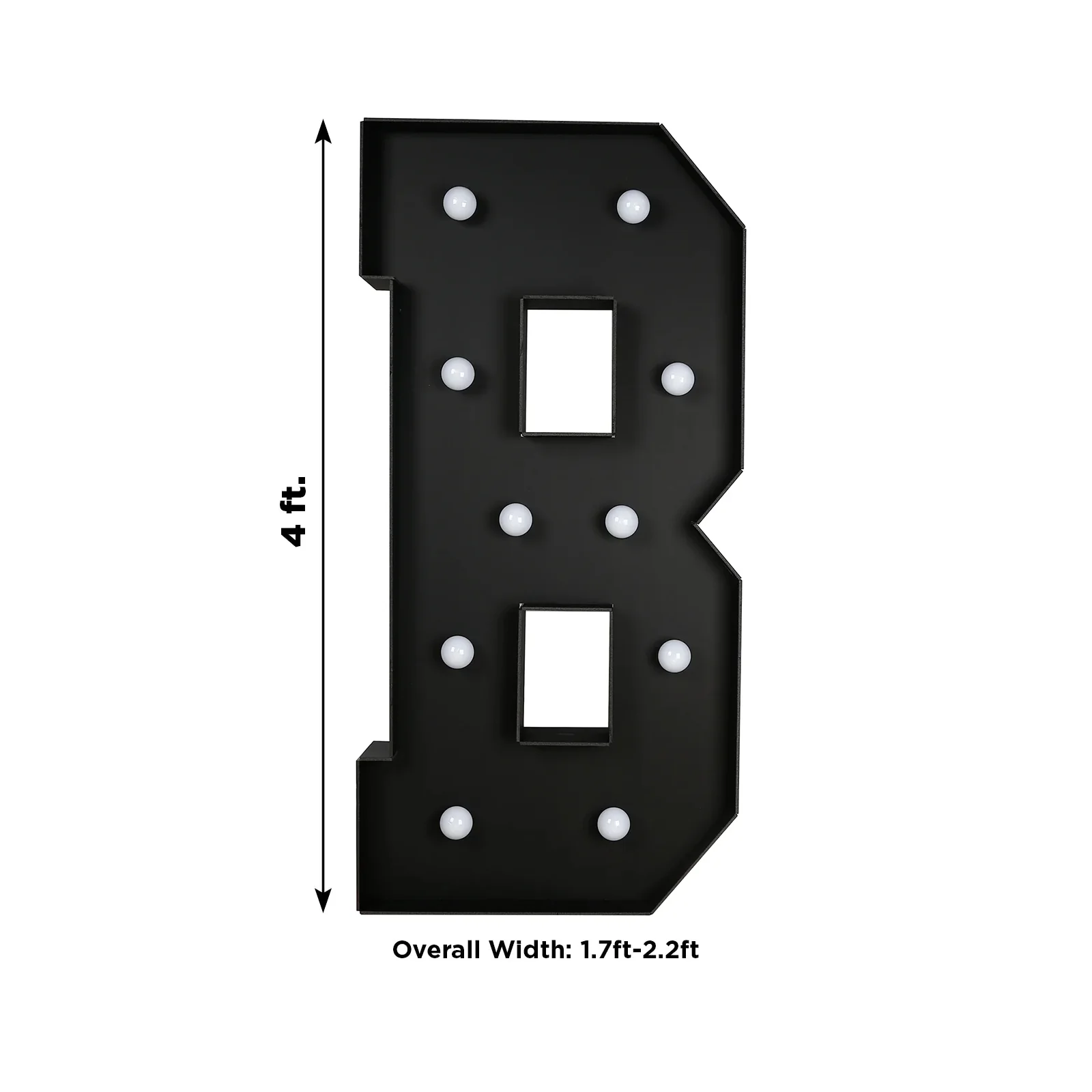 4ft Giant LED Marquee Letter "B", Black Pre-Cut Foam Board with 10 Warm White Battery Operated LEDs, Glue Gun and Sticks - Image 3