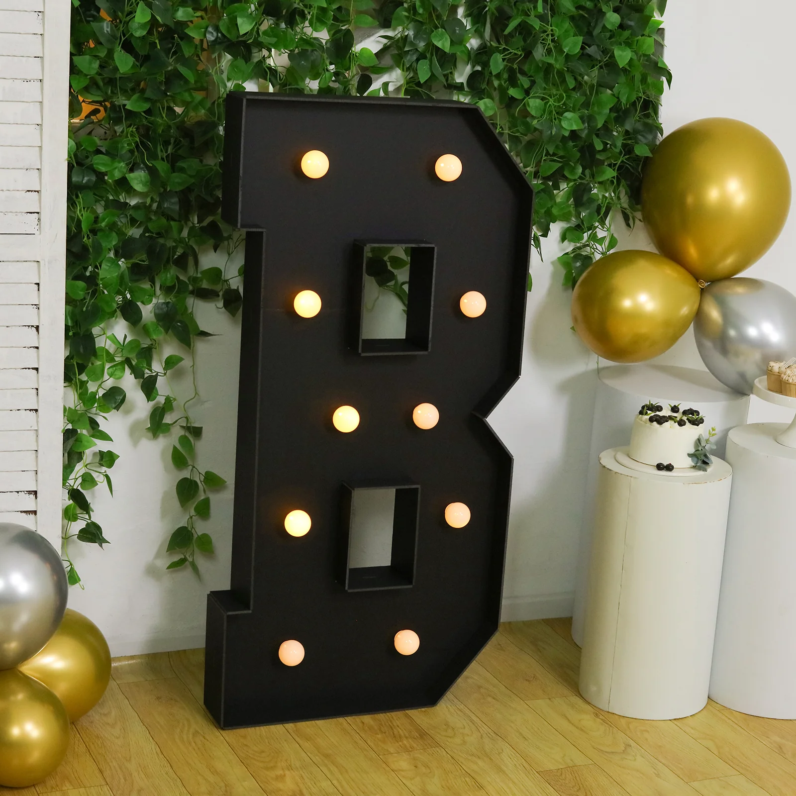 4ft Giant LED Marquee Letter "B", Black Pre-Cut Foam Board with 10 Warm White Battery Operated LEDs, Glue Gun and Sticks - Image 7