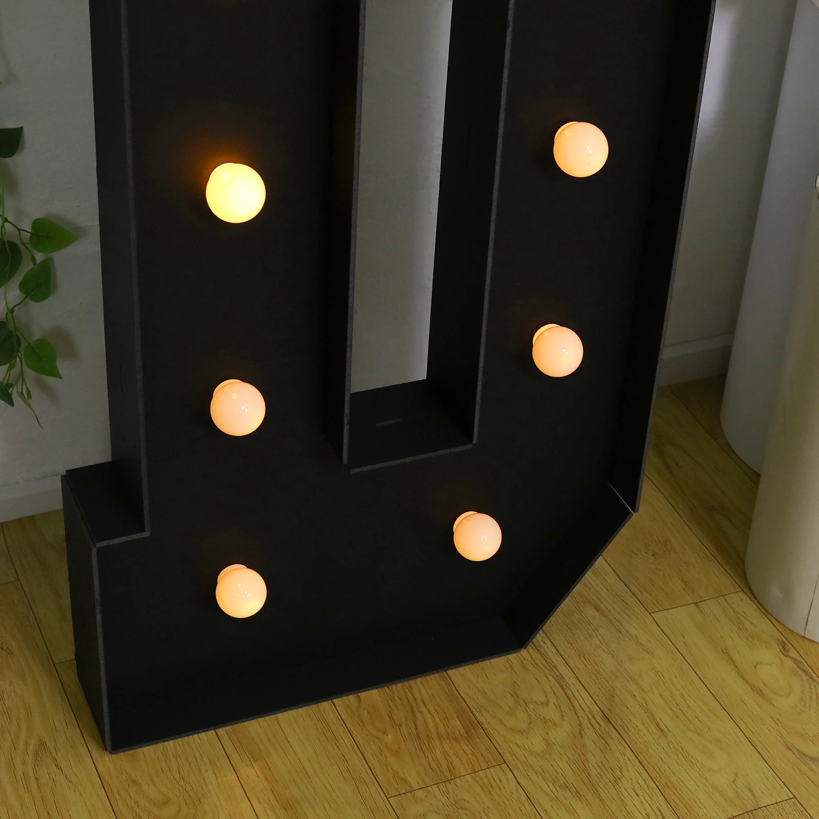 4ft Giant LED Marquee Letter "D", Black Pre-Cut Foam Board with 10 Warm White Battery Operated LEDs, Glue Gun and Sticks - Image 2