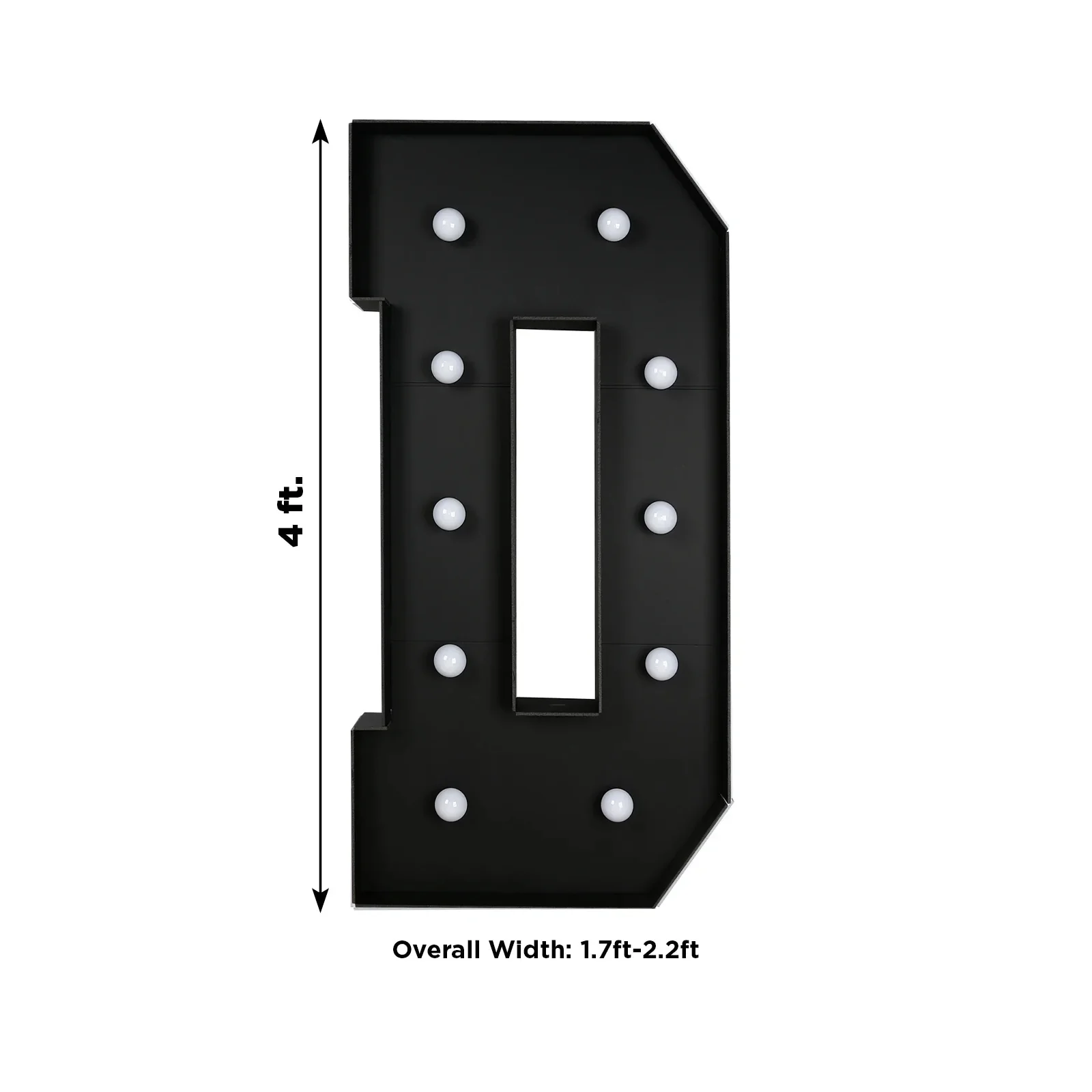 4ft Giant LED Marquee Letter "D", Black Pre-Cut Foam Board with 10 Warm White Battery Operated LEDs, Glue Gun and Sticks - Image 3