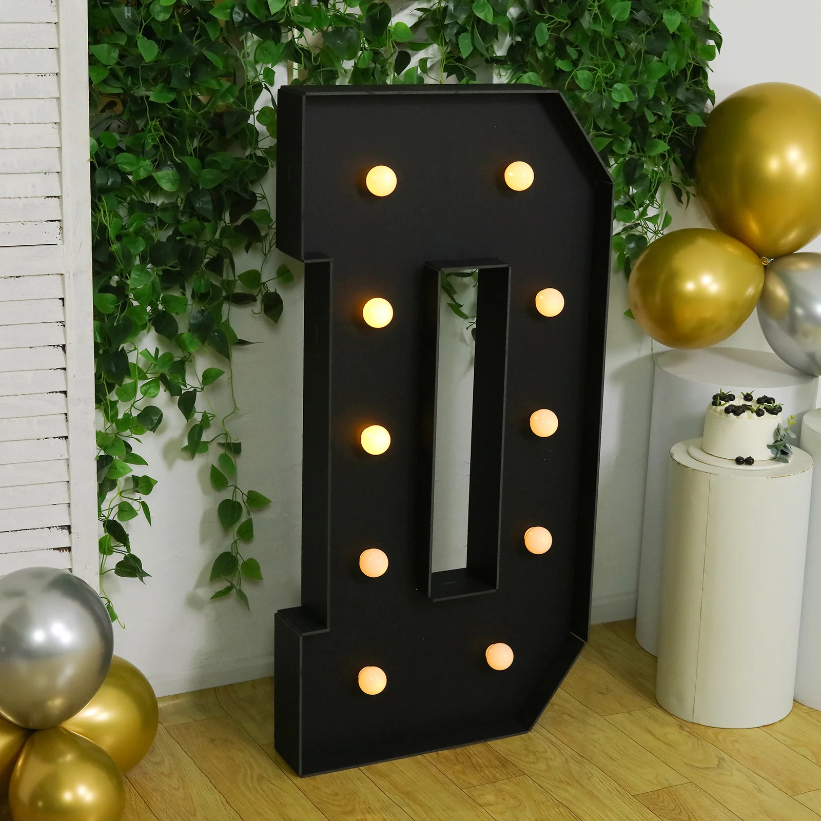 4ft Giant LED Marquee Letter "D", Black Pre-Cut Foam Board with 10 Warm White Battery Operated LEDs, Glue Gun and Sticks - Image 7