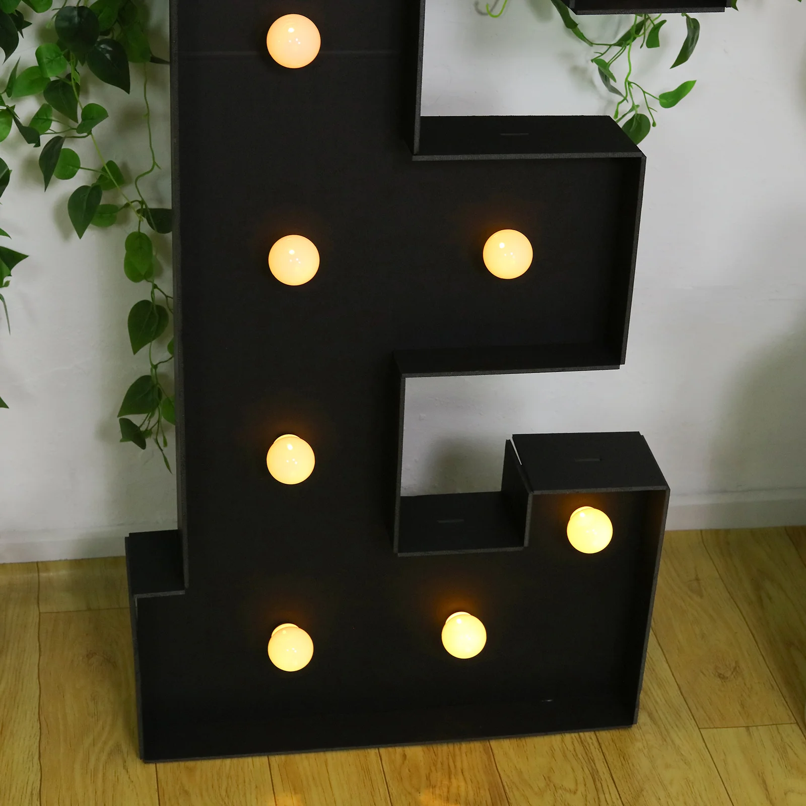 4ft Giant LED Marquee Letter "E", Black Pre-Cut Foam Board with 10 Warm White Battery Operated LEDs, Glue Gun and Sticks - Image 8