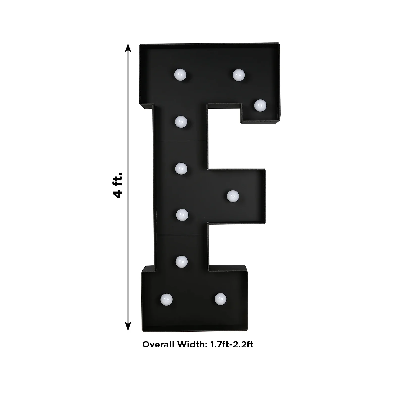 4ft Giant LED Marquee Letter "F", Black Pre-Cut Foam Board with 10 Warm White Battery Operated LEDs, Glue Gun and Sticks - Image 3
