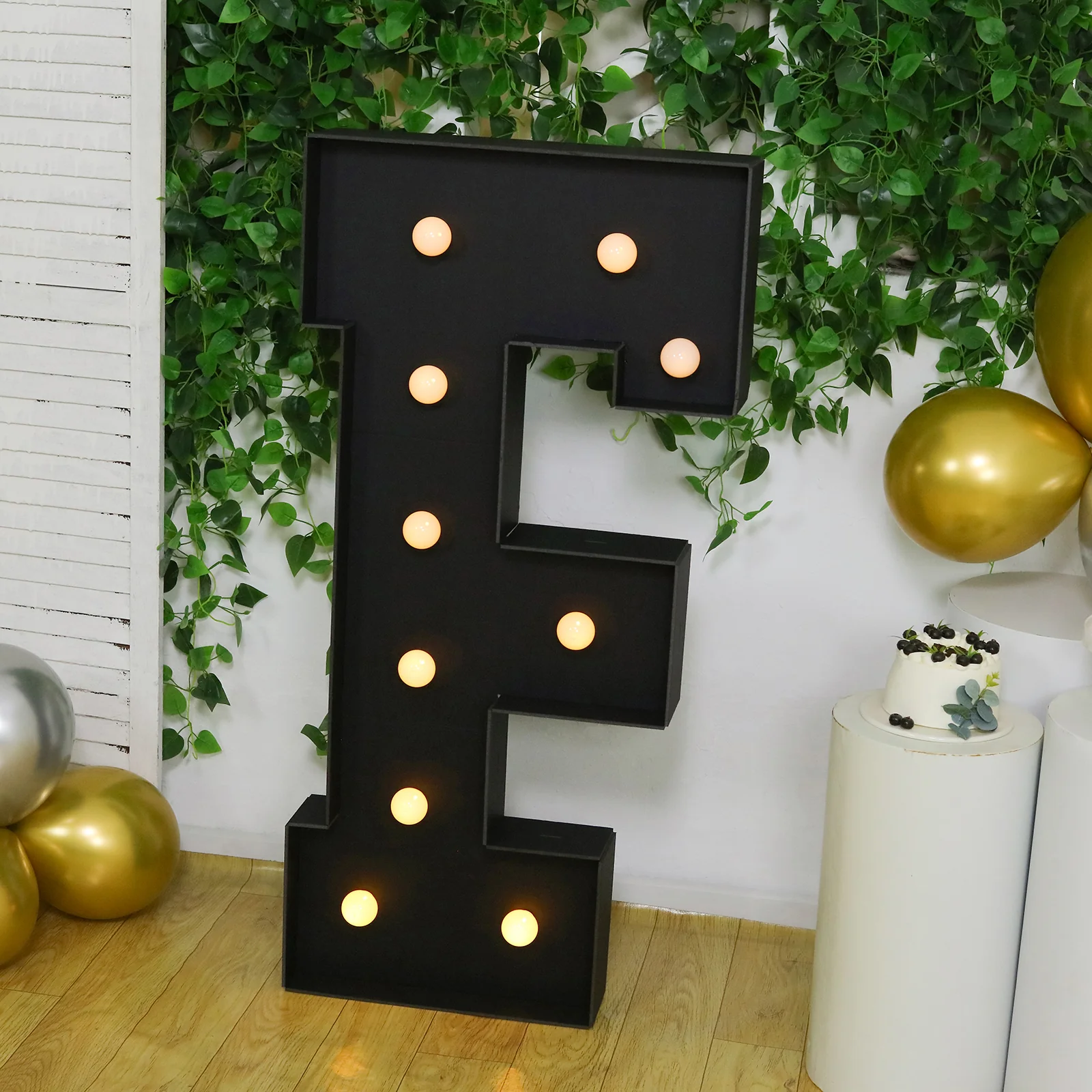 4ft Giant LED Marquee Letter "F", Black Pre-Cut Foam Board with 10 Warm White Battery Operated LEDs, Glue Gun and Sticks - Image 8