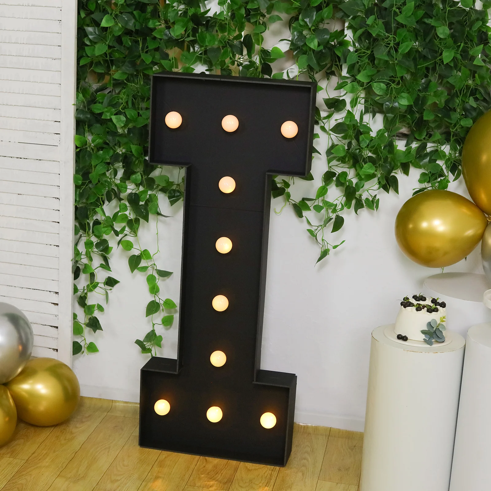 4ft Giant LED Marquee Letter "I", Black Pre-Cut Foam Board with 10 Warm White Battery Operated LEDs, Glue Gun and Sticks - Image 8