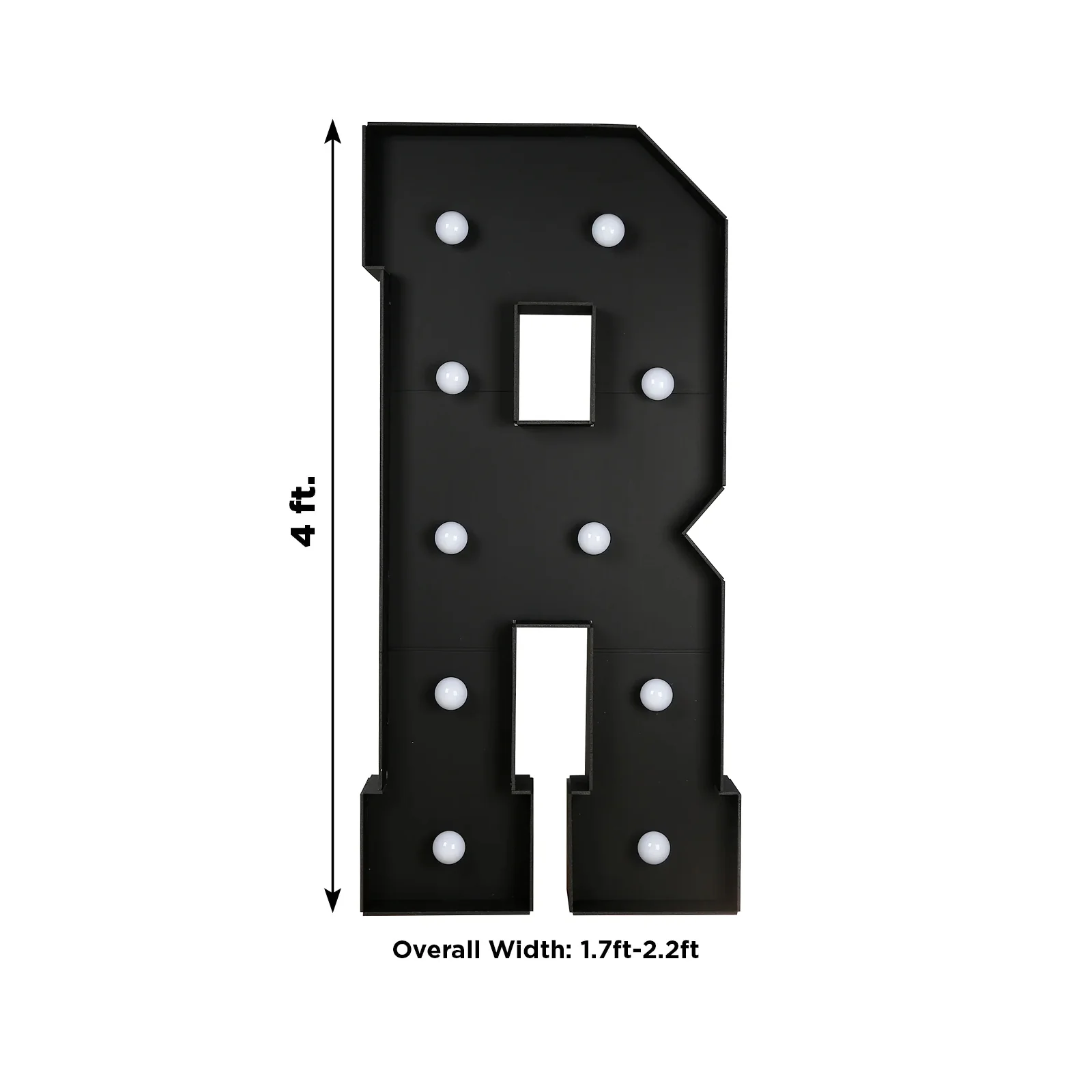 4ft Giant LED Marquee Letter "R", Black Pre-Cut Foam Board with 10 Warm White Battery Operated LEDs, Glue Gun and Sticks - Image 3