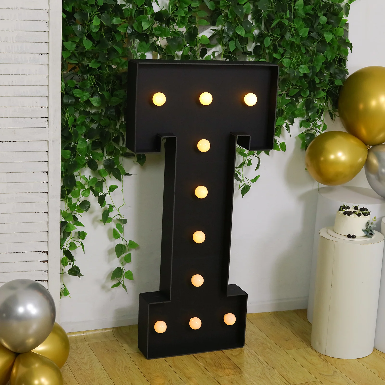 4ft Giant LED Marquee Letter "T", Black Pre-Cut Foam Board with 10 Warm White Battery Operated LEDs, Glue Gun and Sticks - Image 7