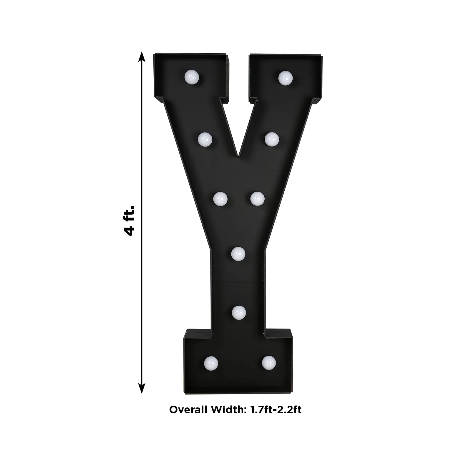4ft Giant LED Marquee Letter "Y", Black Pre-Cut Foam Board with 10 Warm White Battery Operated LEDs, Glue Gun and Sticks - Image 3