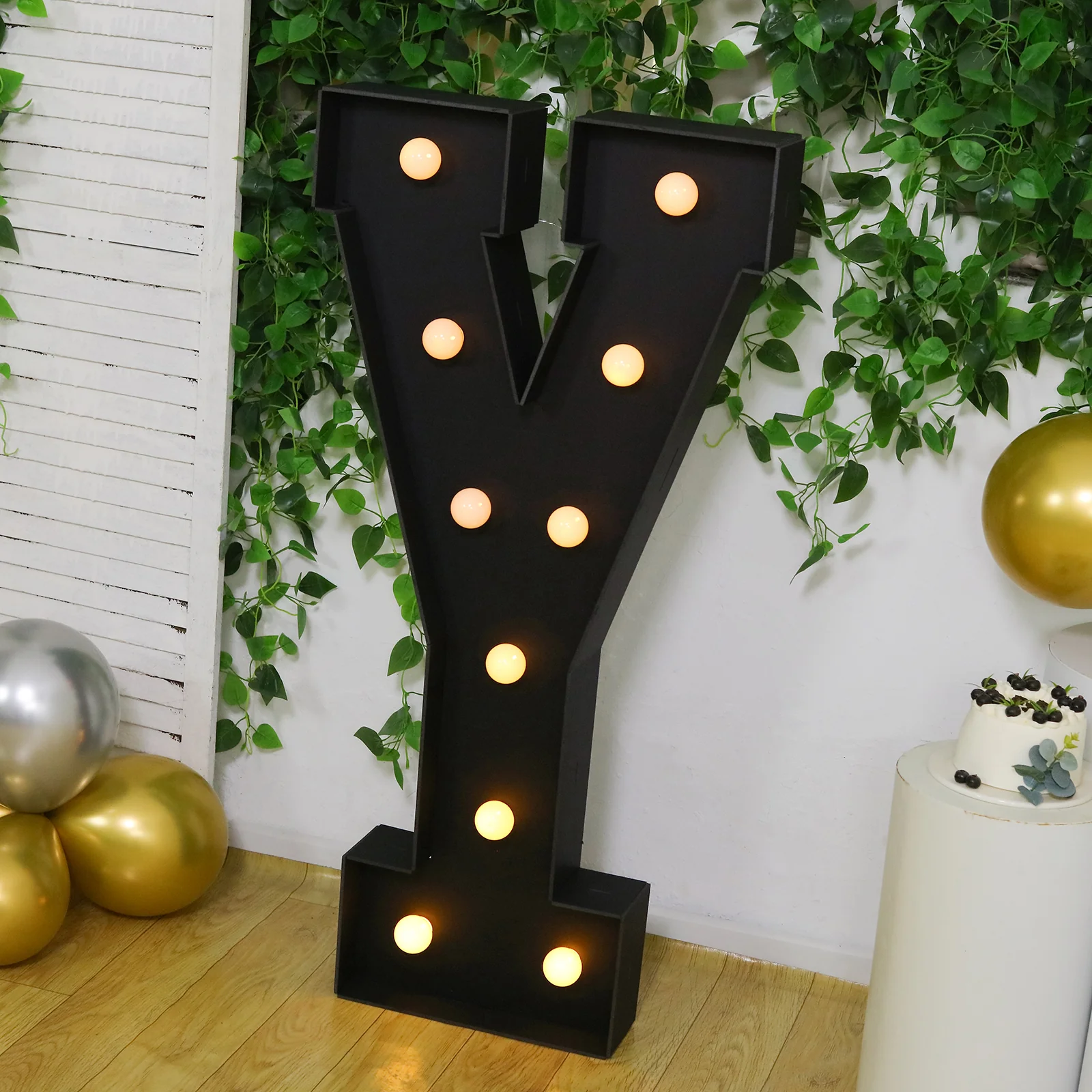 4ft Giant LED Marquee Letter "Y", Black Pre-Cut Foam Board with 10 Warm White Battery Operated LEDs, Glue Gun and Sticks - Image 8