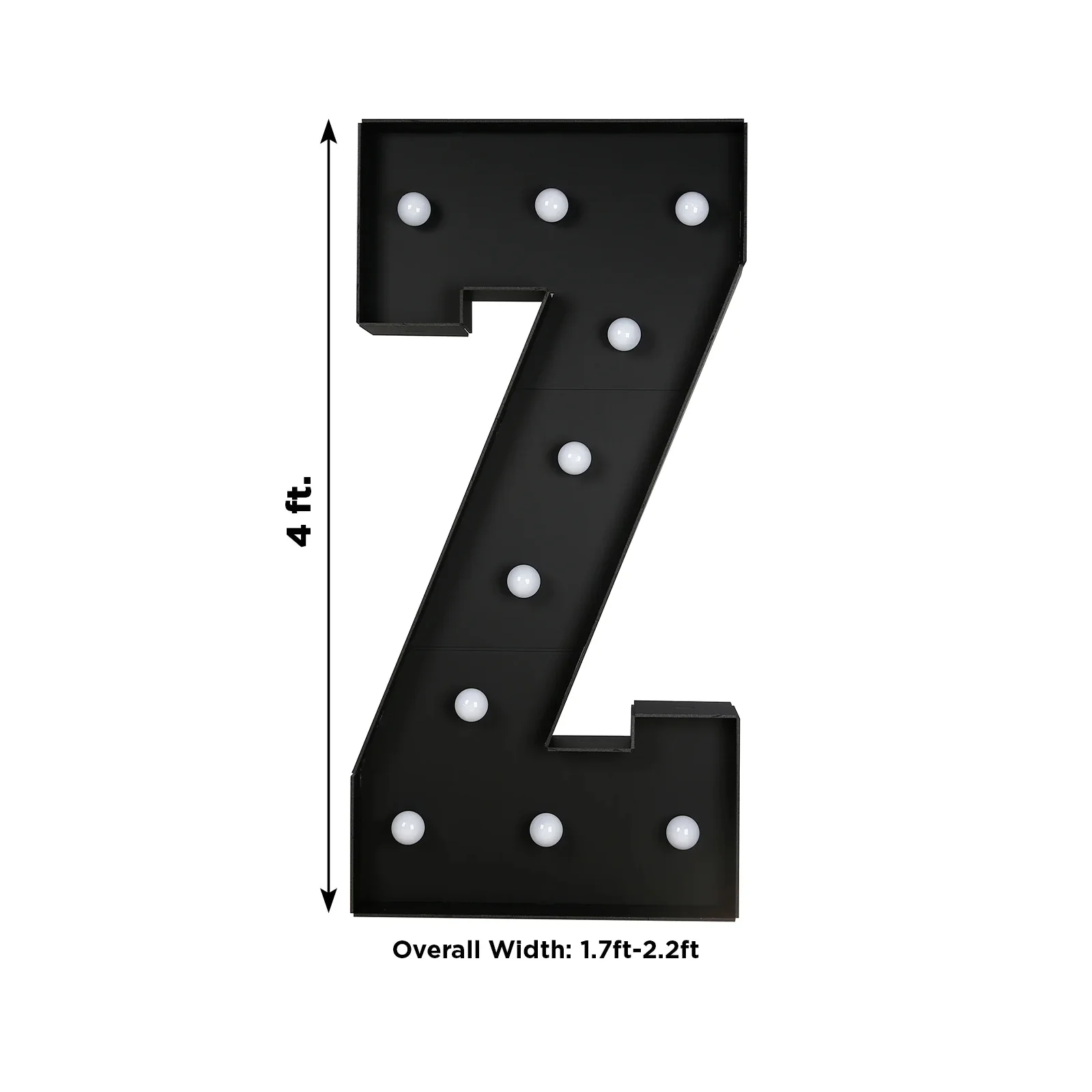4ft Giant LED Marquee Letter "Z", Black Pre-Cut Foam Board with 10 Warm White Battery Operated LEDs, Glue Gun and Sticks - Image 3