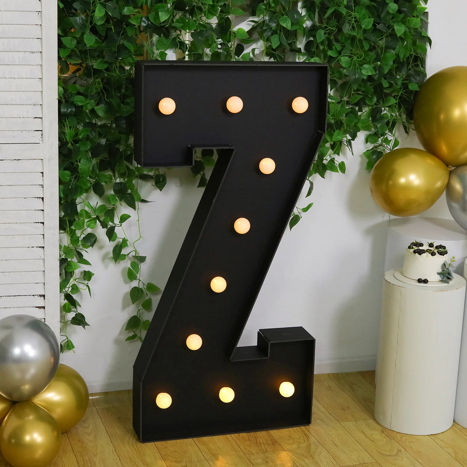 4ft Giant LED Marquee Letter "Z", Black Pre-Cut Foam Board with 10 Warm White Battery Operated LEDs, Glue Gun and Sticks - Image 7