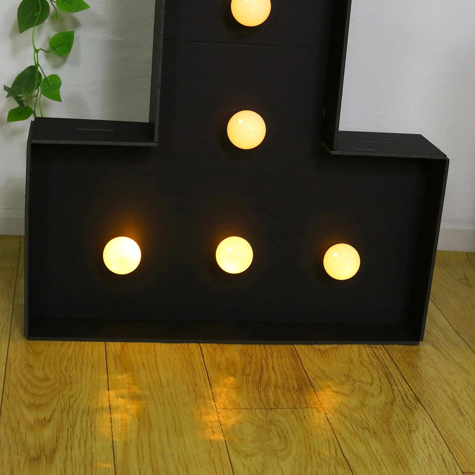 4ft Giant LED Marquee Number "1", Black Pre-Cut Foam Board with 10 Warm White Battery Operated LEDs, Glue Gun and Sticks - Image 2