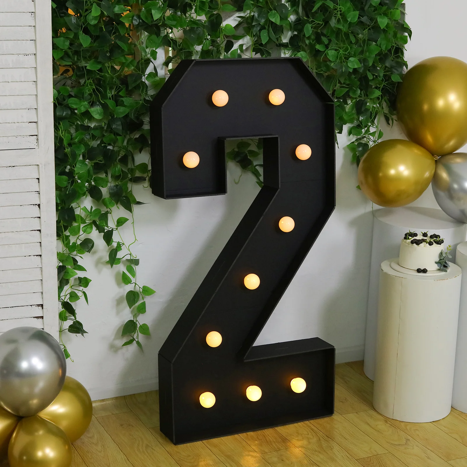 4ft Giant LED Marquee Number "2", Black Pre-Cut Foam Board with 10 Warm White Battery Operated LEDs, Glue Gun and Sticks - Image 7