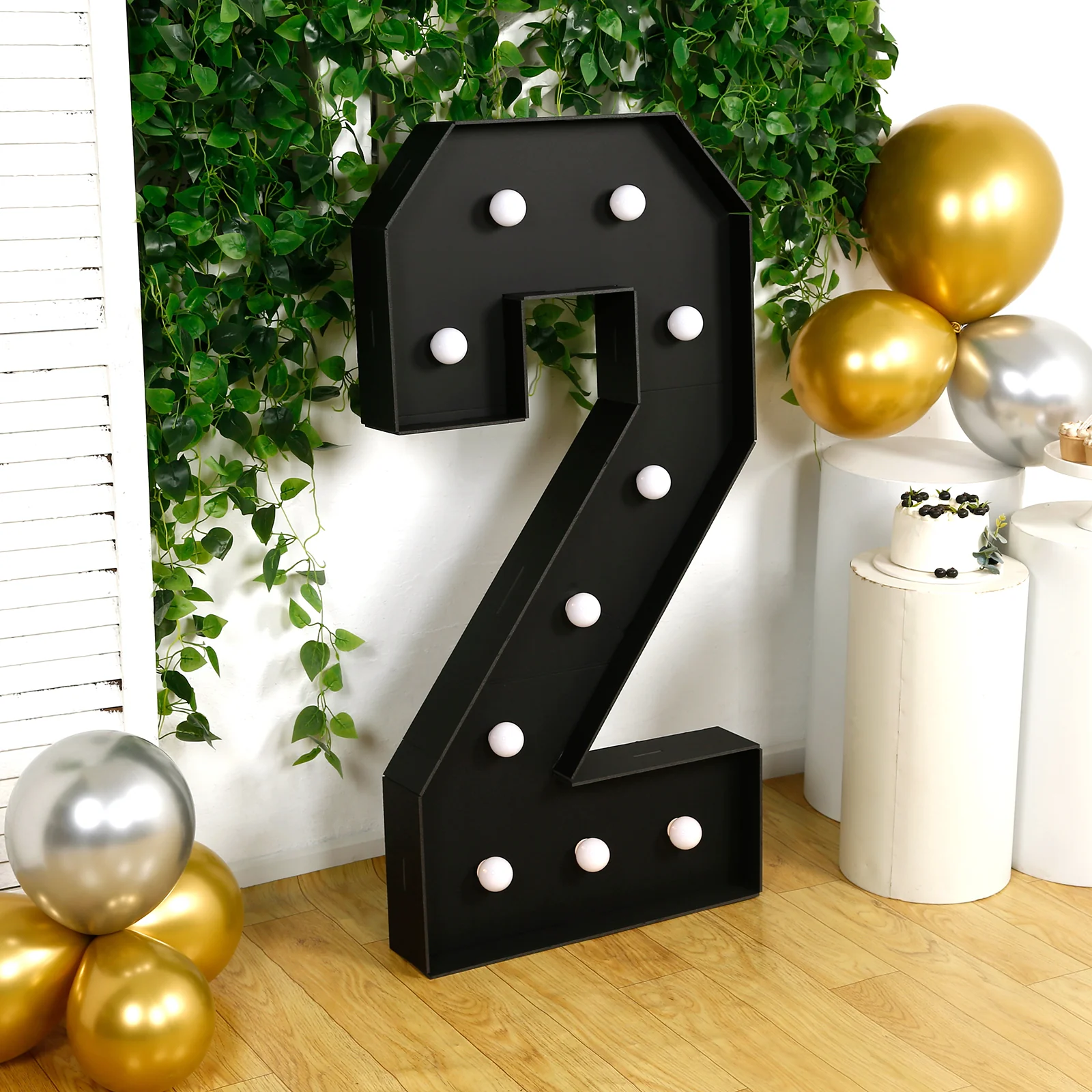 4ft Giant LED Marquee Number "2", Black Pre-Cut Foam Board with 10 Warm White Battery Operated LEDs, Glue Gun and Sticks - Image 8