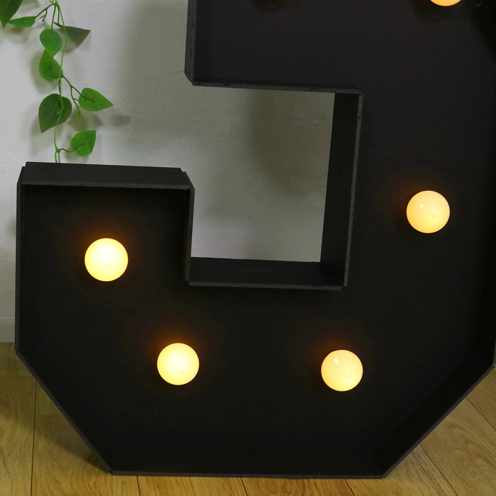 4ft Giant LED Marquee Number "3", Black Pre-Cut Foam Board with 10 Warm White Battery Operated LEDs, Glue Gun and Sticks - Image 2