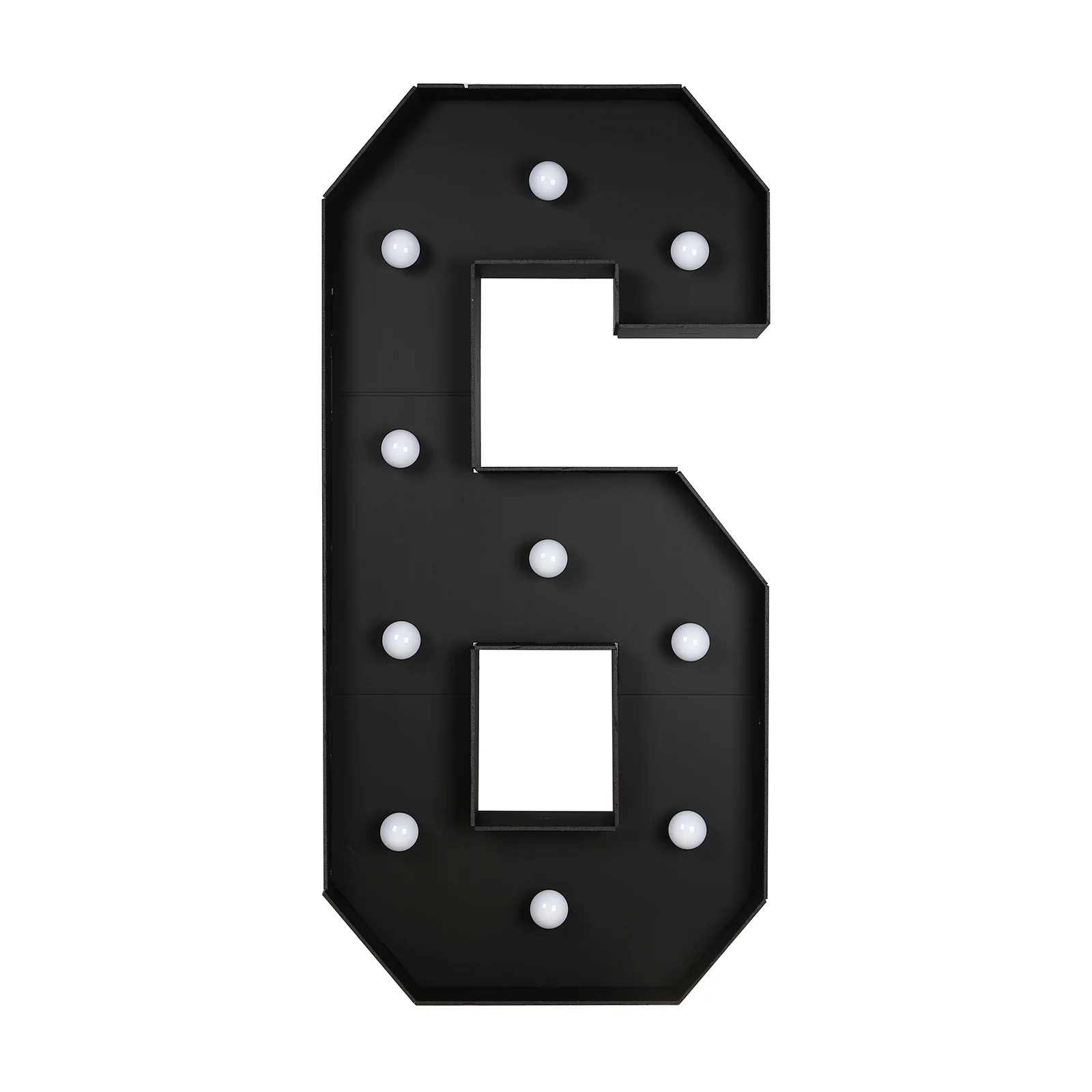 4ft Giant LED Marquee Number "6", Black Pre-Cut Foam Board with 10 Warm White Battery Operated LEDs, Glue Gun and Sticks - Image 6