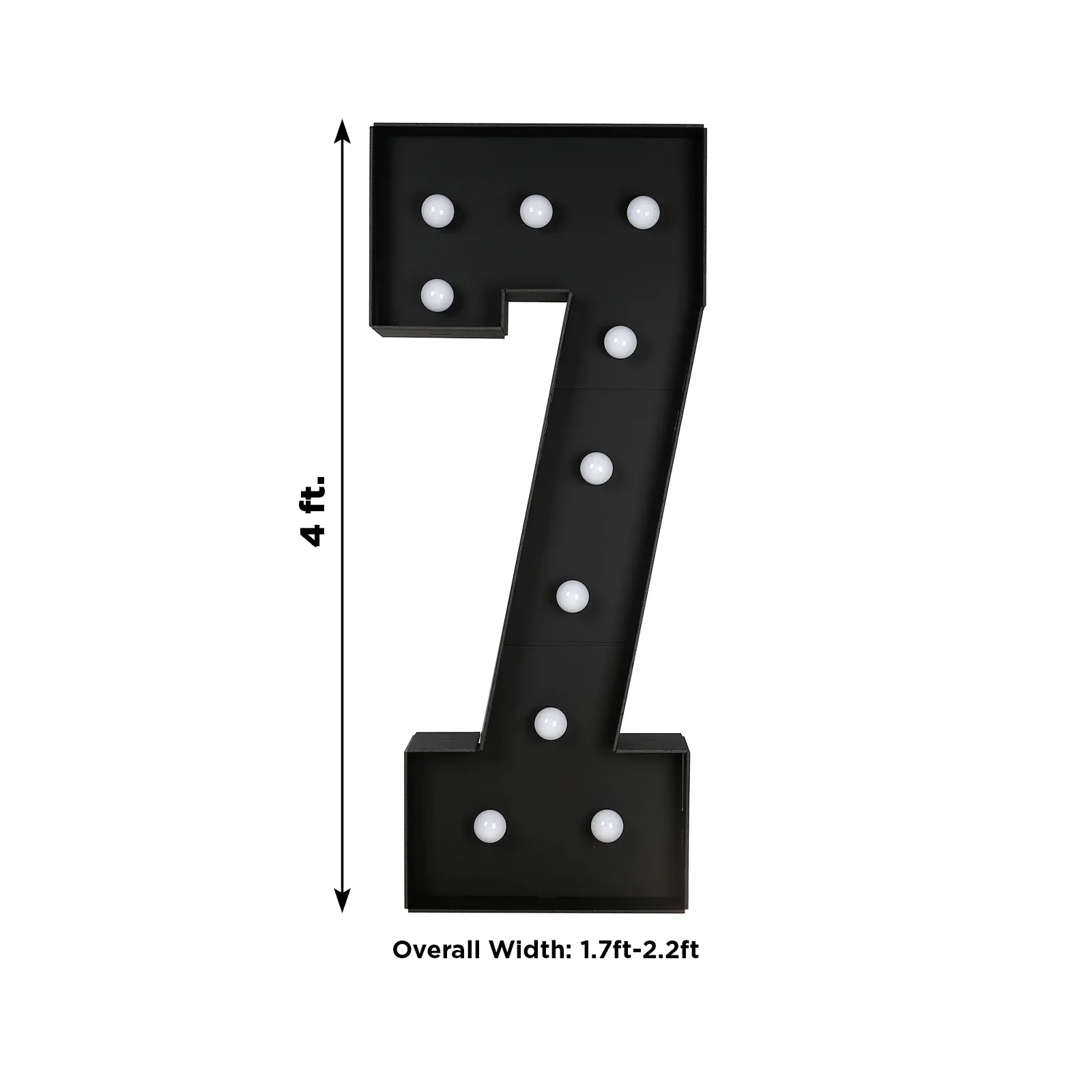 4ft Giant LED Marquee Number "7", Black Pre-Cut Foam Board with 10 Warm White Battery Operated LEDs, Glue Gun and Sticks - Image 3