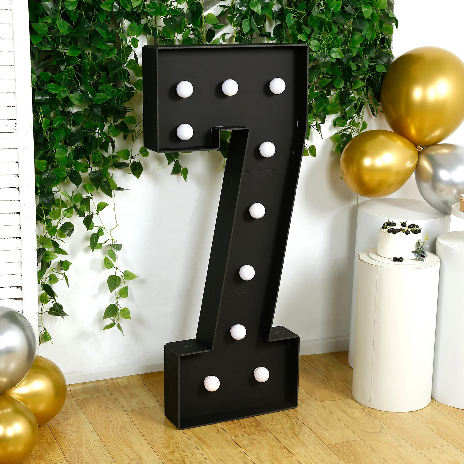 4ft Giant LED Marquee Number "7", Black Pre-Cut Foam Board with 10 Warm White Battery Operated LEDs, Glue Gun and Sticks - Image 7