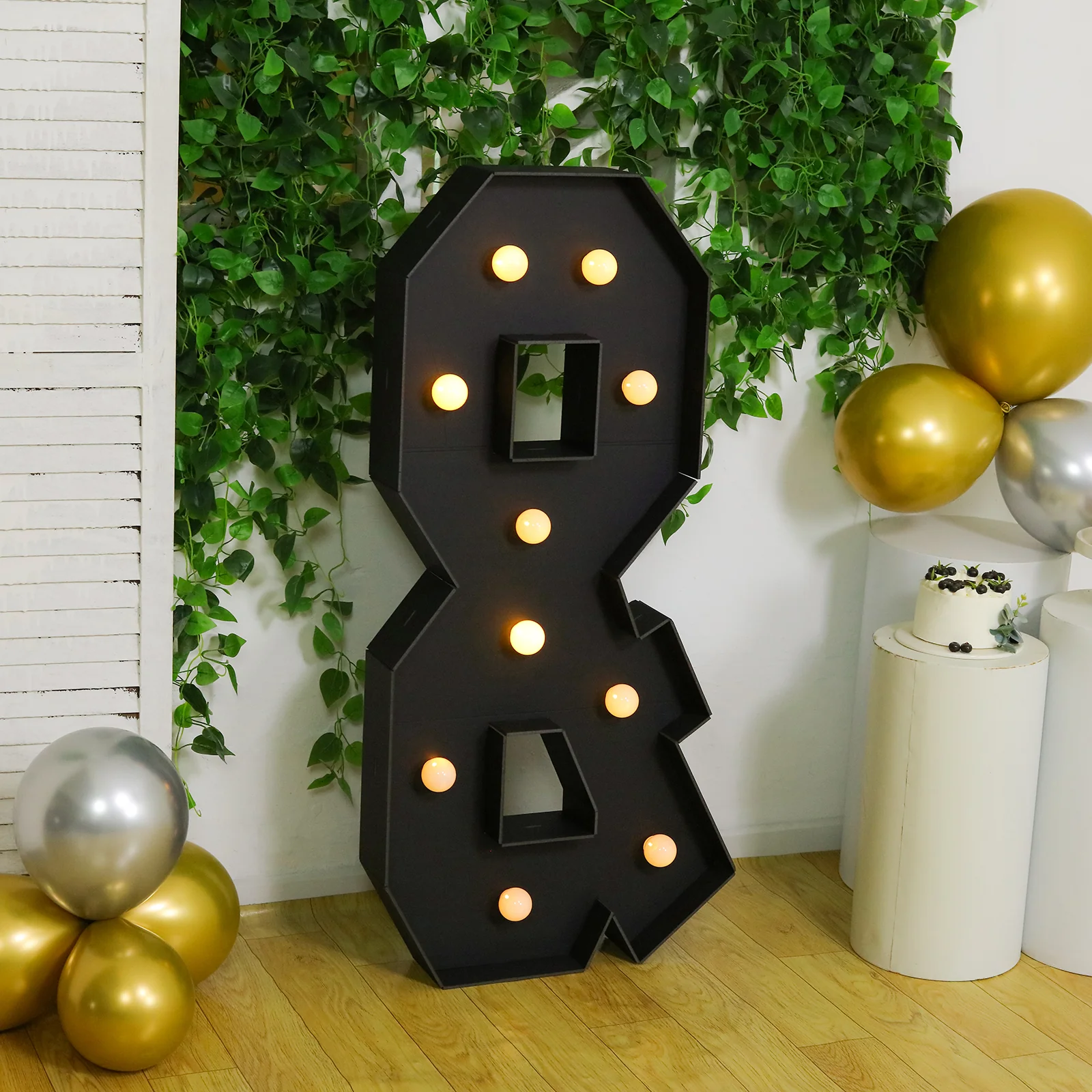 4ft Giant LED Marquee Symbol "&", Black Pre-Cut Foam Board with 10 Warm White Battery Operated LEDs, Glue Gun and Sticks - Image 7