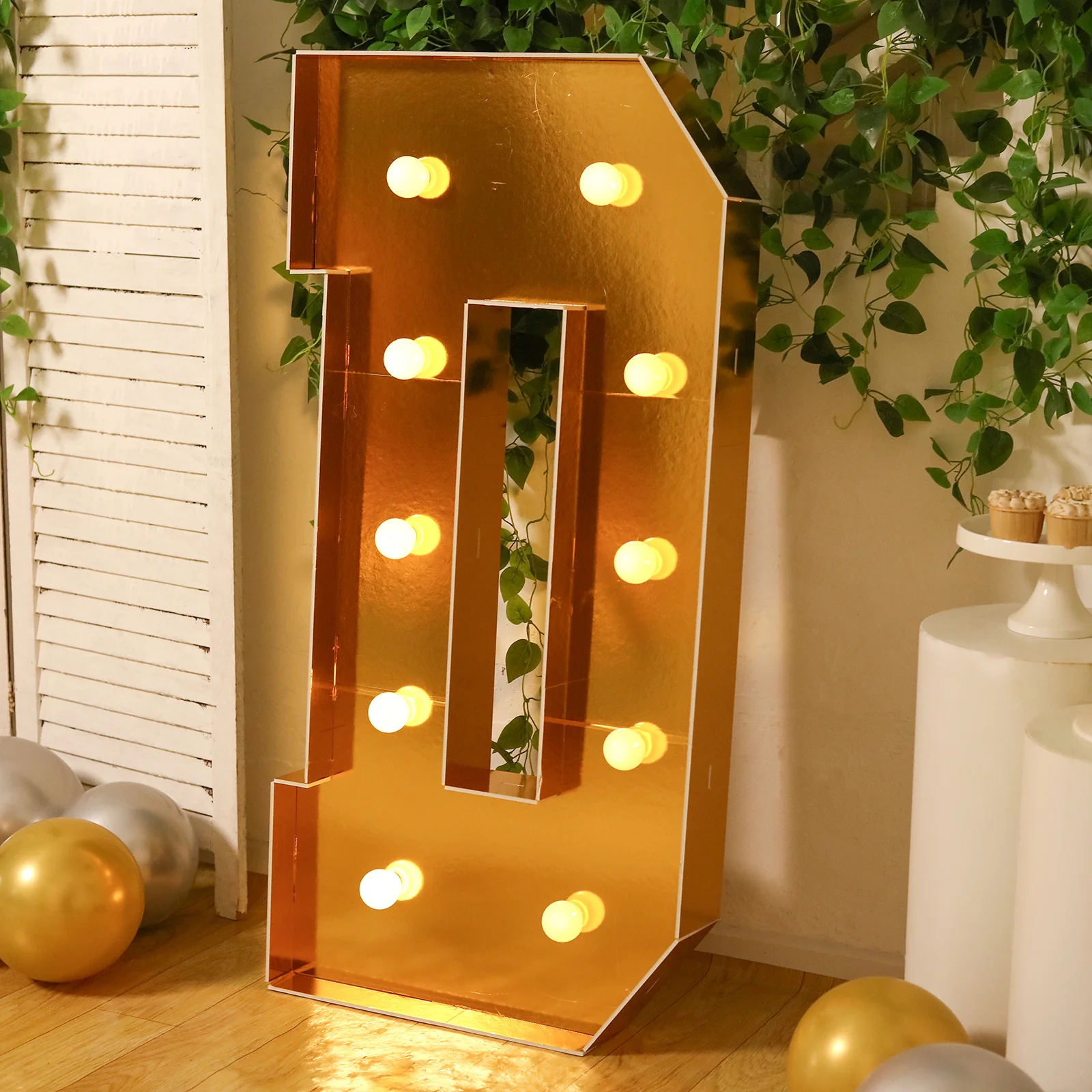 4ft Giant LED Marquee Letter "D", Gold Pre-Cut Foam Board with 10 Warm White Battery Operated LEDs, Glue Gun and Sticks - Image 2