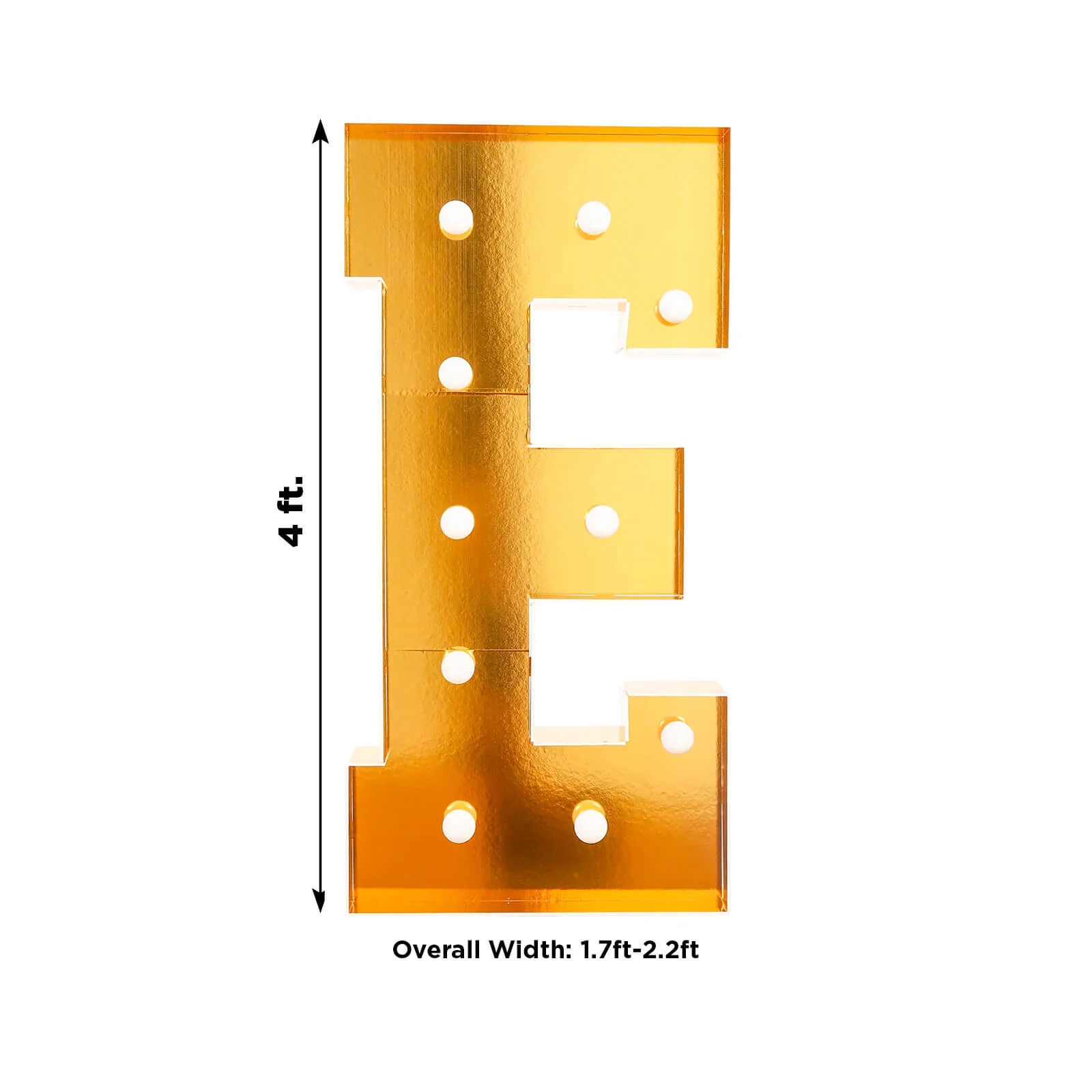 4ft Giant LED Marquee Letter "E", Gold Pre-Cut Foam Board with 10 Warm White Battery Operated LEDs, Glue Gun and Sticks - Image 3
