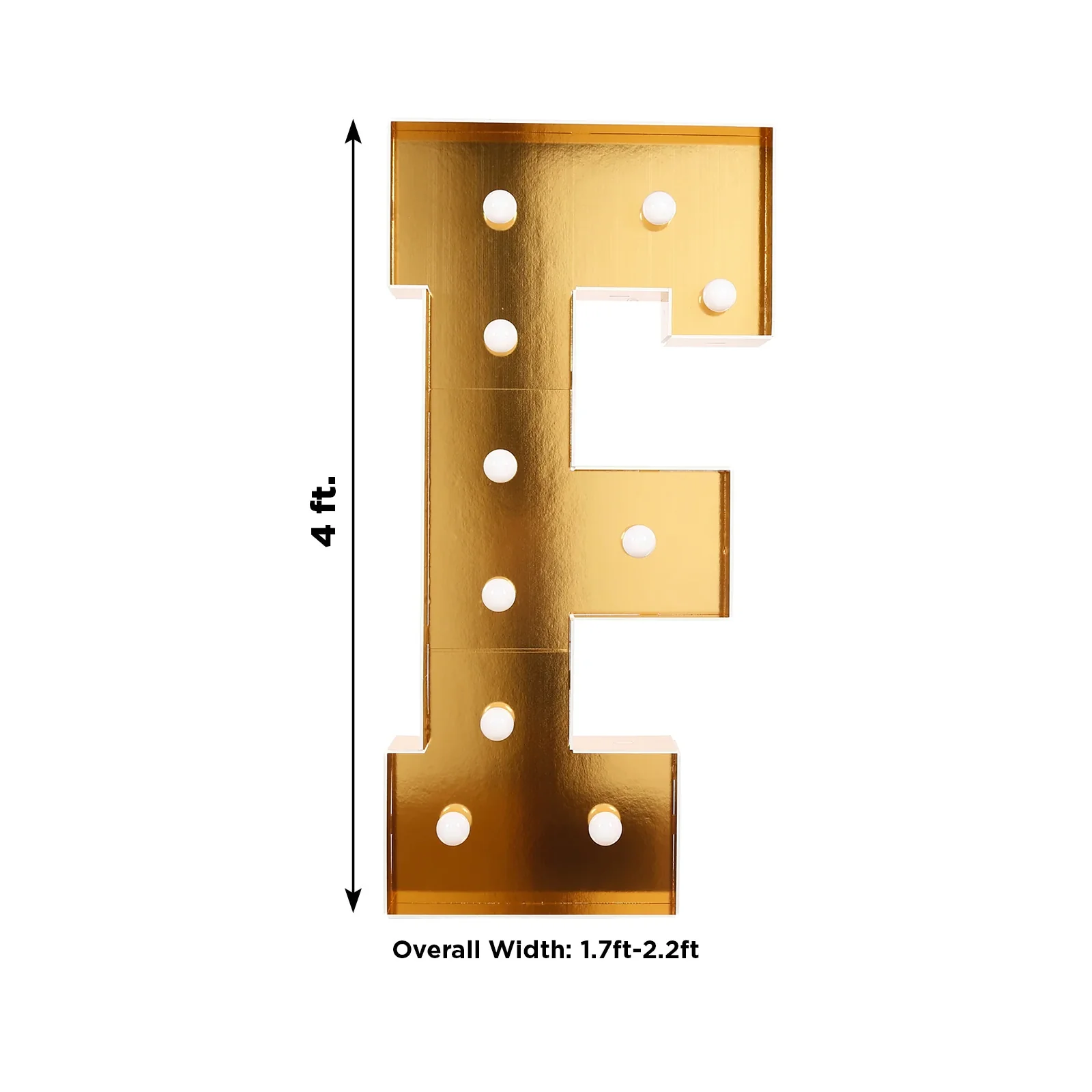 4ft Giant LED Marquee Letter "F", Gold Pre-Cut Foam Board with 10 Warm White Battery Operated LEDs, Glue Gun and Sticks - Image 3