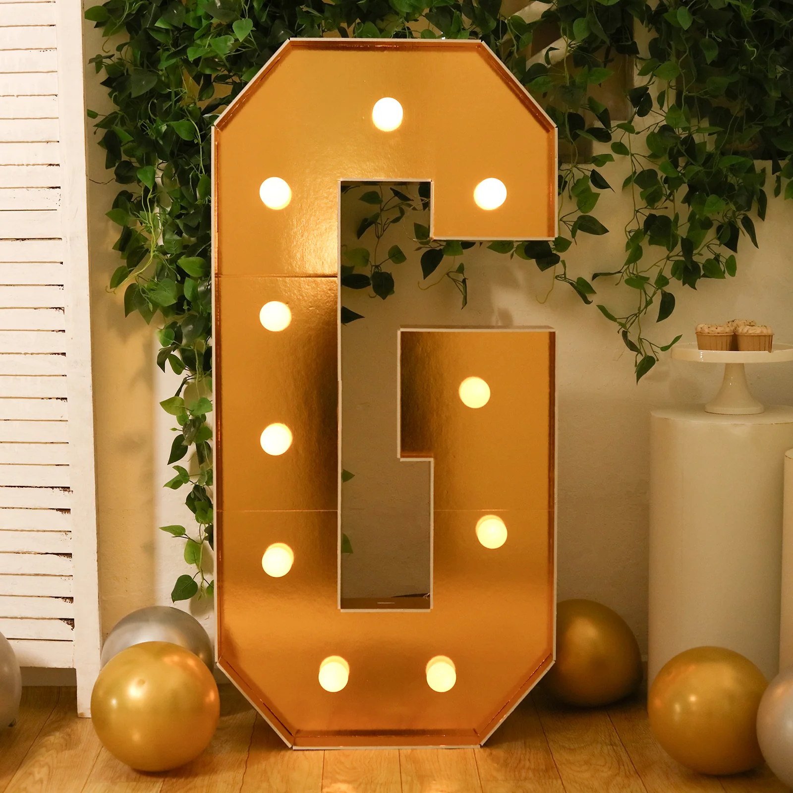 4ft Giant LED Marquee Letter "G", Gold Pre-Cut Foam Board with 10 Warm White Battery Operated LEDs, Glue Gun and Sticks - Image 7