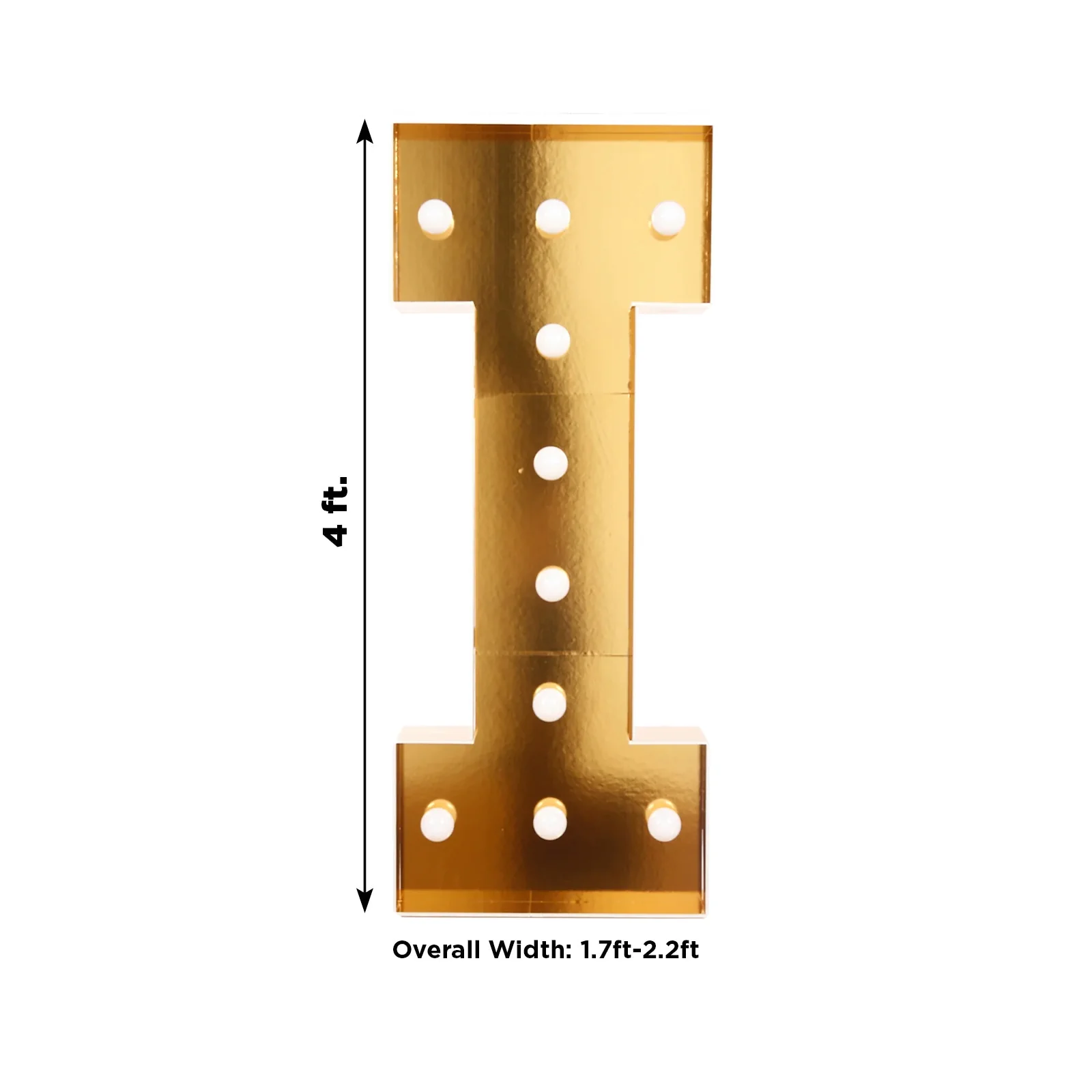 4ft Giant LED Marquee Letter "I", Gold Pre-Cut Foam Board with 10 Warm White Battery Operated LEDs, Glue Gun and Sticks - Image 3