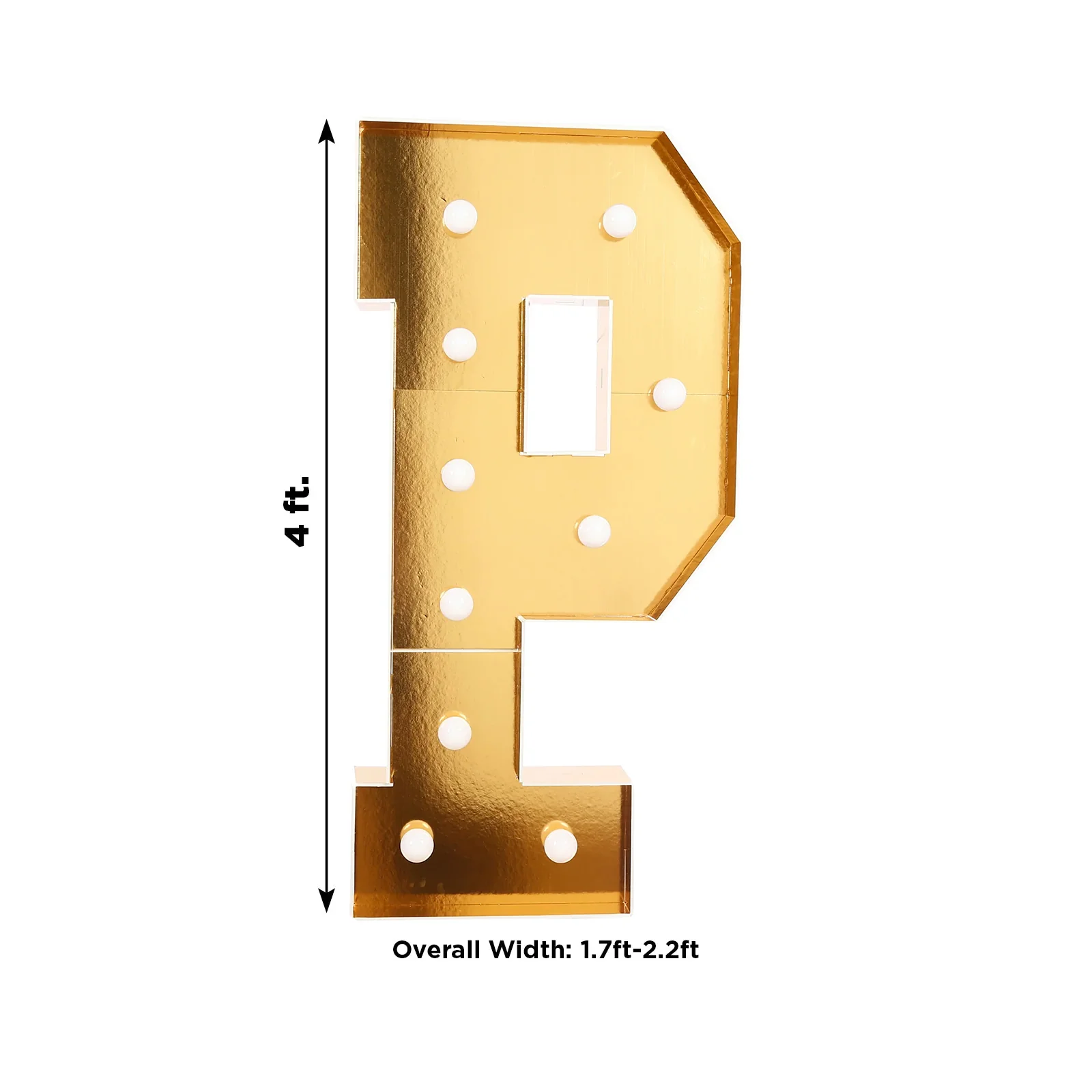 4ft Giant LED Marquee Letter "P", Gold Pre-Cut Foam Board with 10 Warm White Battery Operated LEDs, Glue Gun and Sticks - Image 3