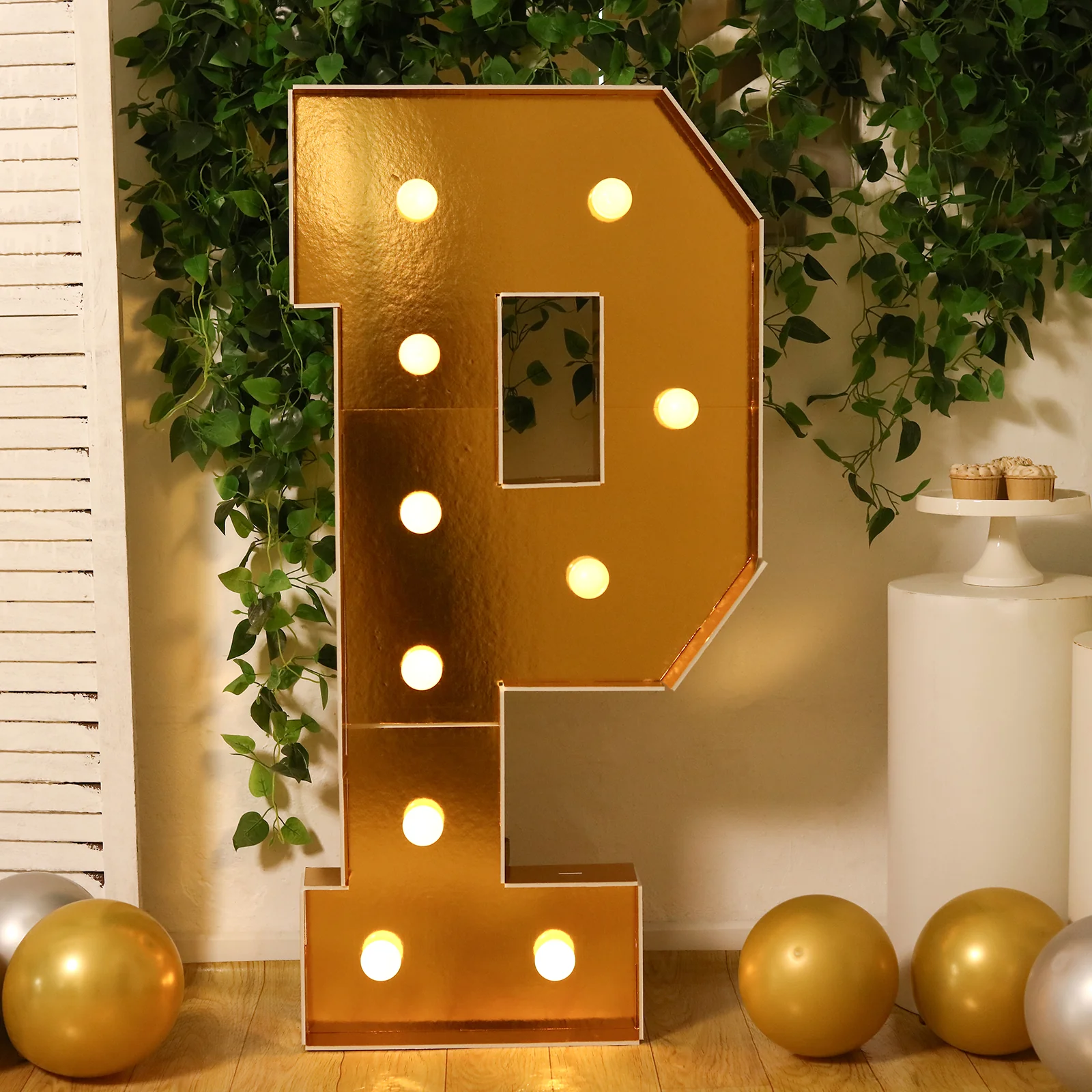 4ft Giant LED Marquee Letter "P", Gold Pre-Cut Foam Board with 10 Warm White Battery Operated LEDs, Glue Gun and Sticks - Image 7