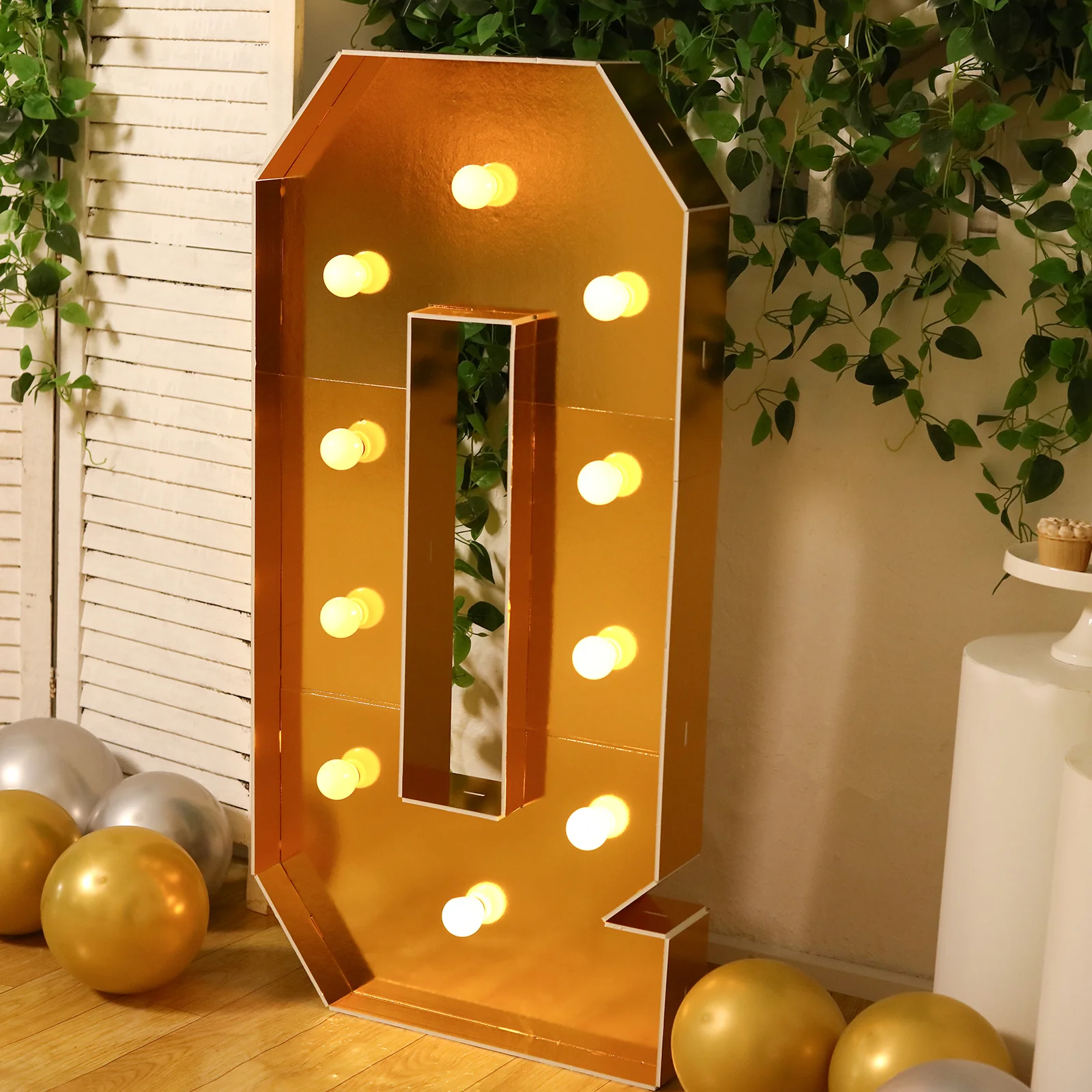 4ft Giant LED Marquee Letter "Q", Gold Pre-Cut Foam Board with 10 Warm White Battery Operated LEDs, Glue Gun and Sticks - Image 2