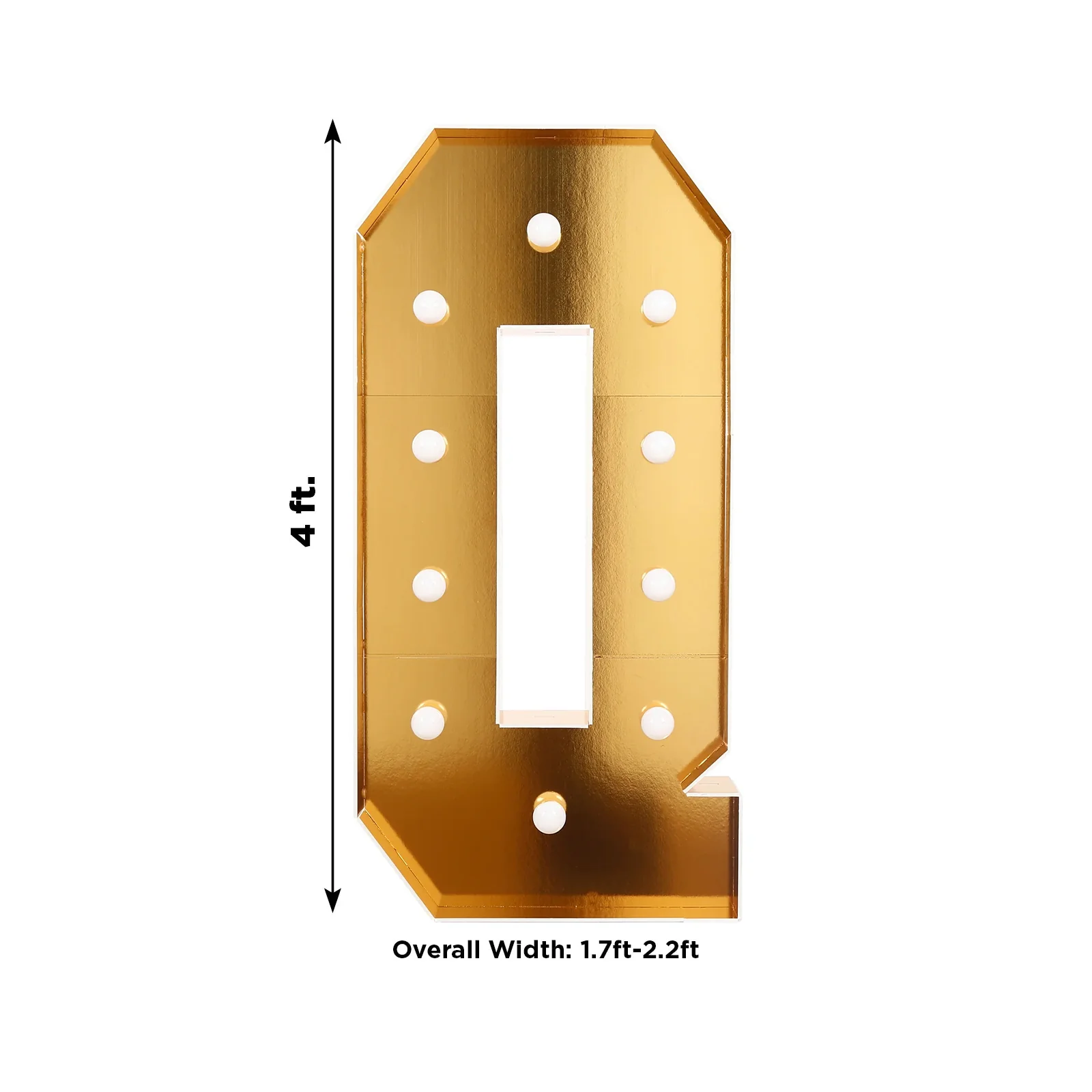 4ft Giant LED Marquee Letter "Q", Gold Pre-Cut Foam Board with 10 Warm White Battery Operated LEDs, Glue Gun and Sticks - Image 3