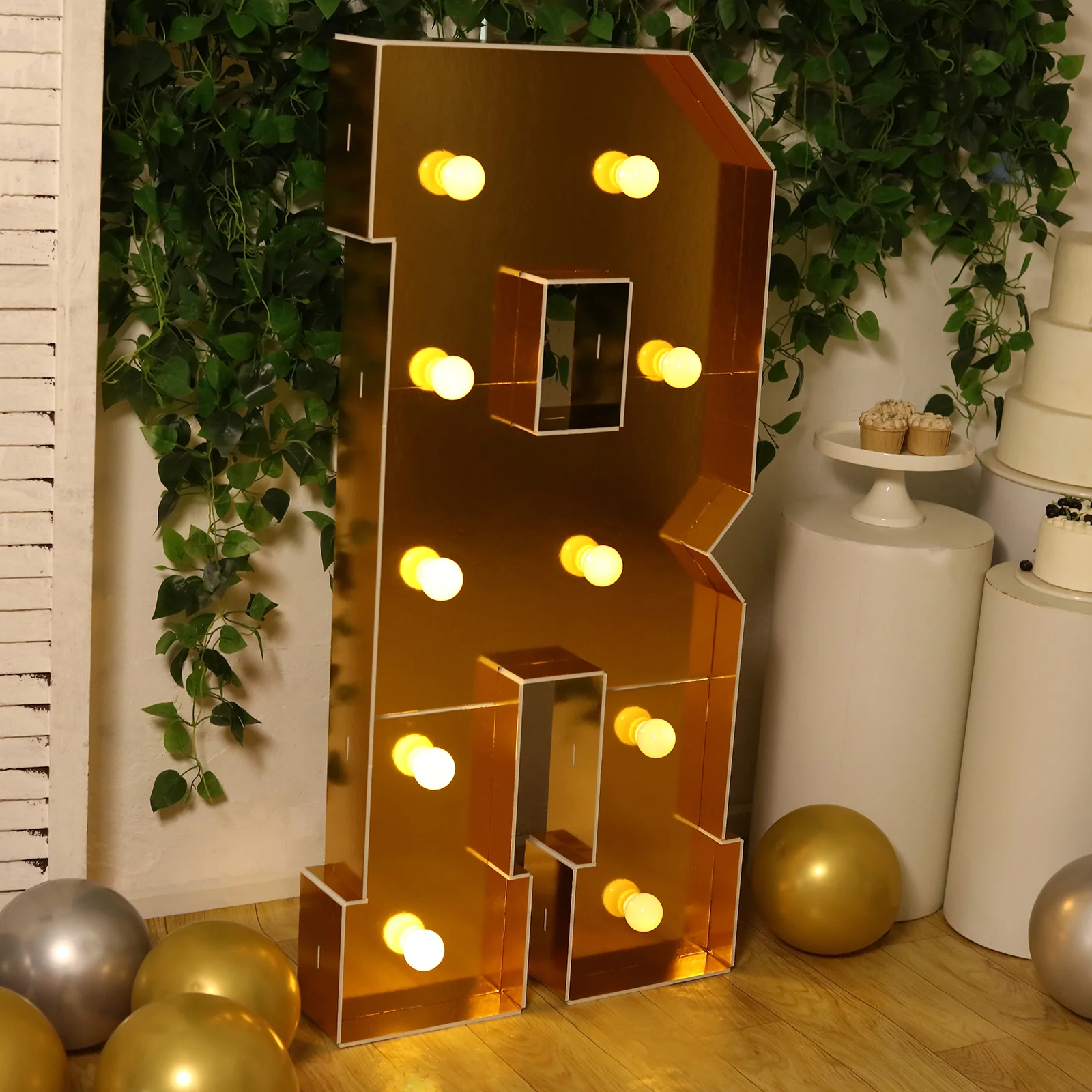 4ft Giant LED Marquee Letter "R", Gold Pre-Cut Foam Board with 10 Warm White Battery Operated LEDs, Glue Gun and Sticks - Image 2