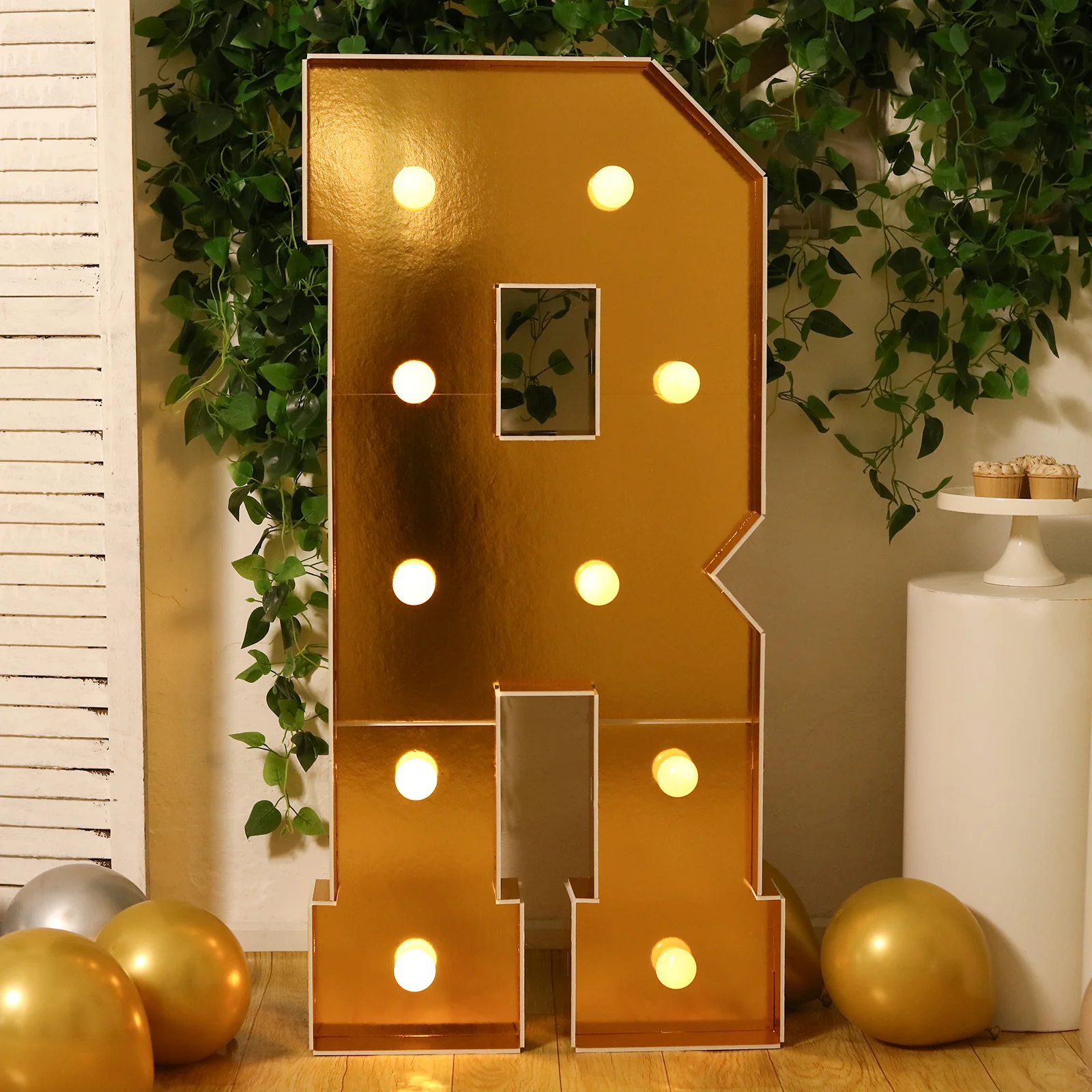 4ft Giant LED Marquee Letter "R", Gold Pre-Cut Foam Board with 10 Warm White Battery Operated LEDs, Glue Gun and Sticks - Image 7