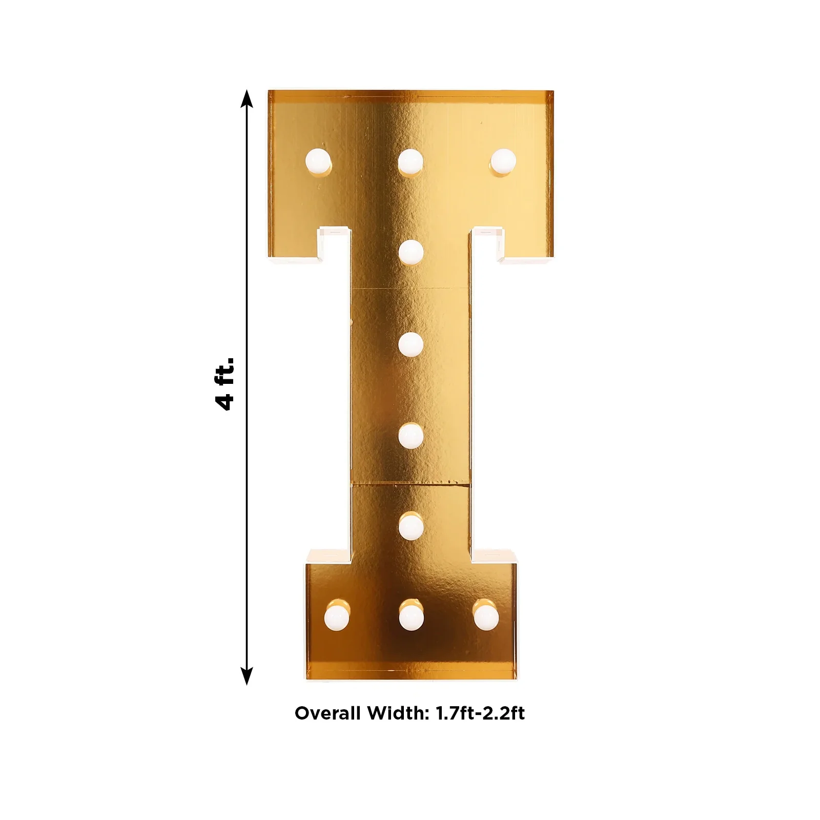 4ft Giant LED Marquee Letter "T", Gold Pre-Cut Foam Board with 10 Warm White Battery Operated LEDs, Glue Gun and Sticks - Image 3