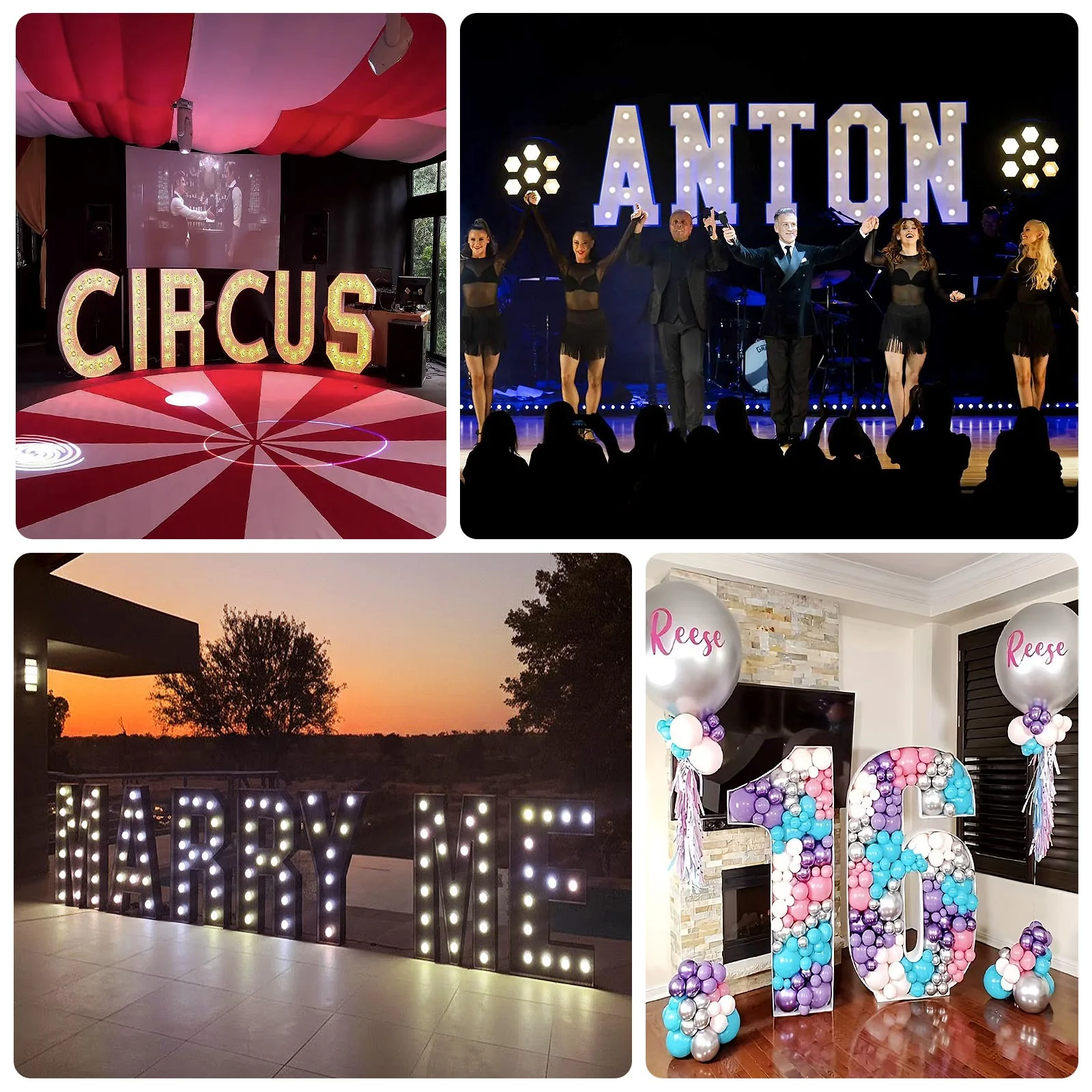 4ft Giant LED Marquee Letter "X", Gold Pre-Cut Foam Board with 10 Warm White Battery Operated LEDs, Glue Gun and Sticks - Image 5