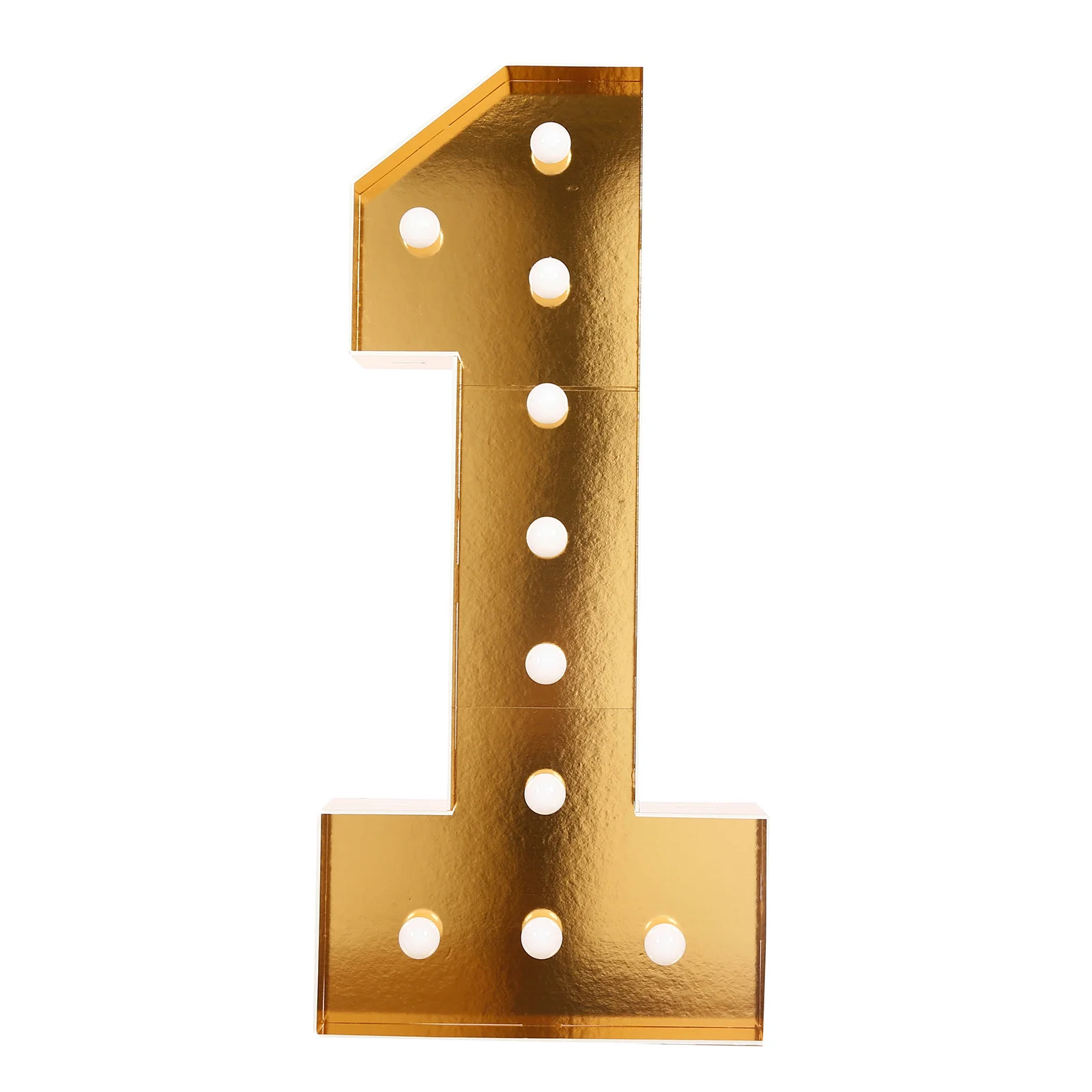 4ft Giant LED Marquee Number "1", Gold Pre-Cut Foam Board with 10 Warm White Battery Operated LEDs, Glue Gun and Sticks - Image 6