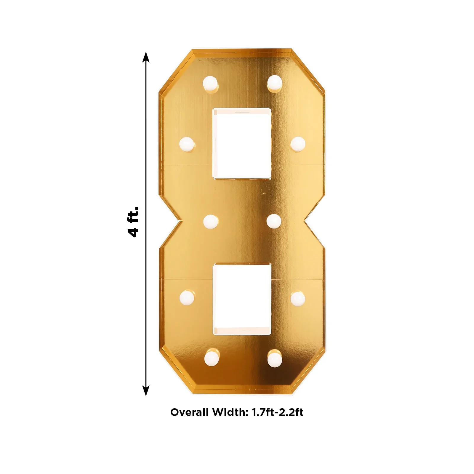 4ft Giant LED Marquee Number "8", Gold Pre-Cut Foam Board with 10 Warm White Battery Operated LEDs, Glue Gun and Sticks - Image 3
