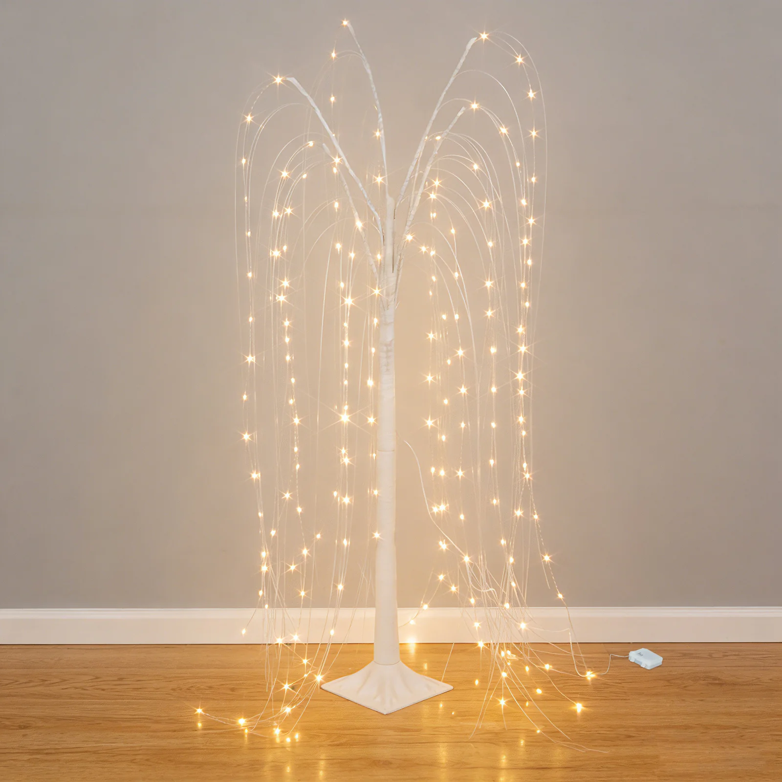 4ft LED Weeping Willow Tree Light, Battery Operated White Decorative Tree with 180 Warm White LEDs - Image 3