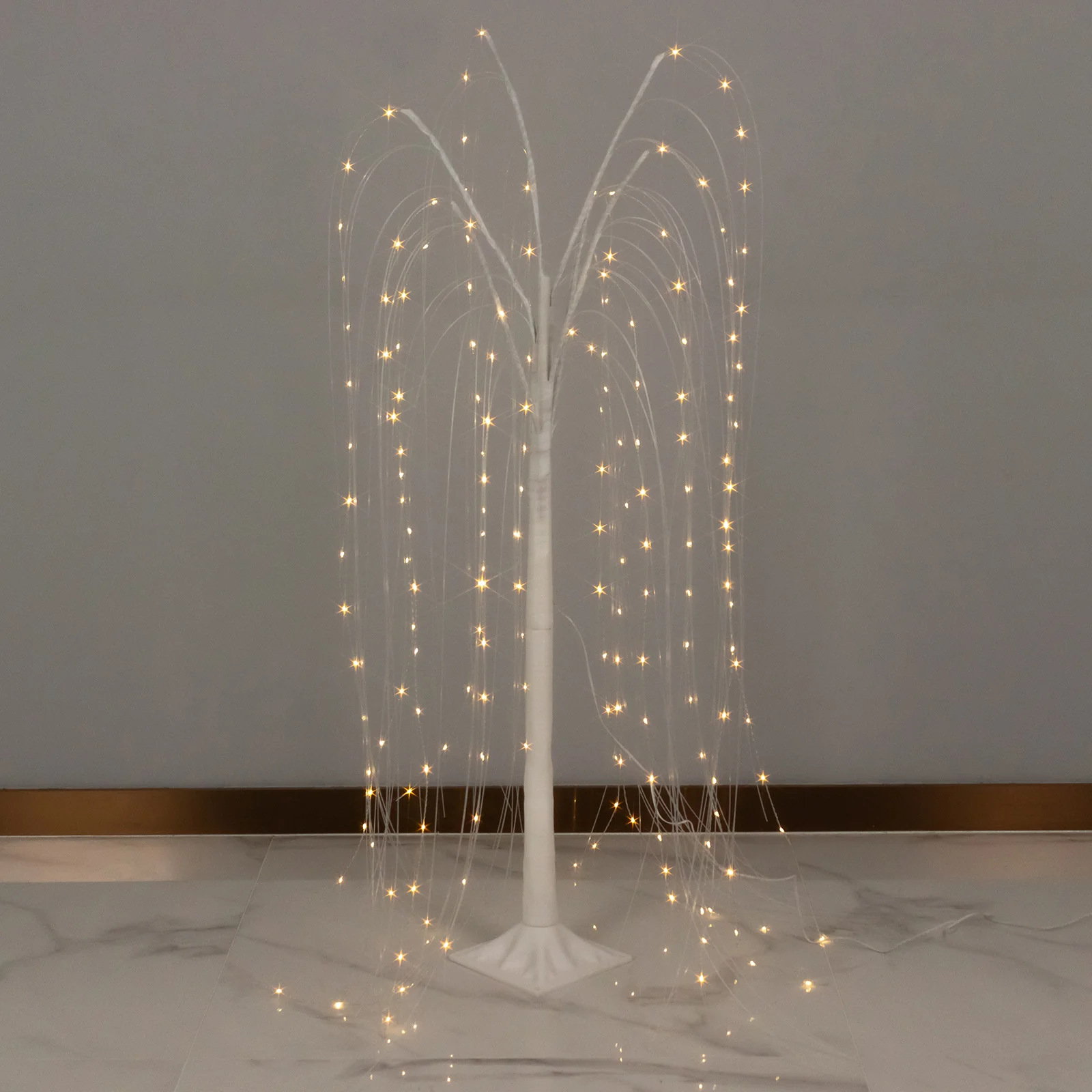 4ft LED Weeping Willow Tree Light, Battery Operated White Decorative Tree with 180 Warm White LEDs - Image 6