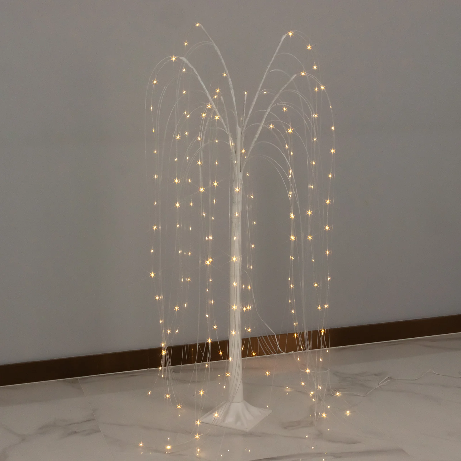 4ft LED Weeping Willow Tree Light, Battery Operated White Decorative Tree with 180 Warm White LEDs - Image 8