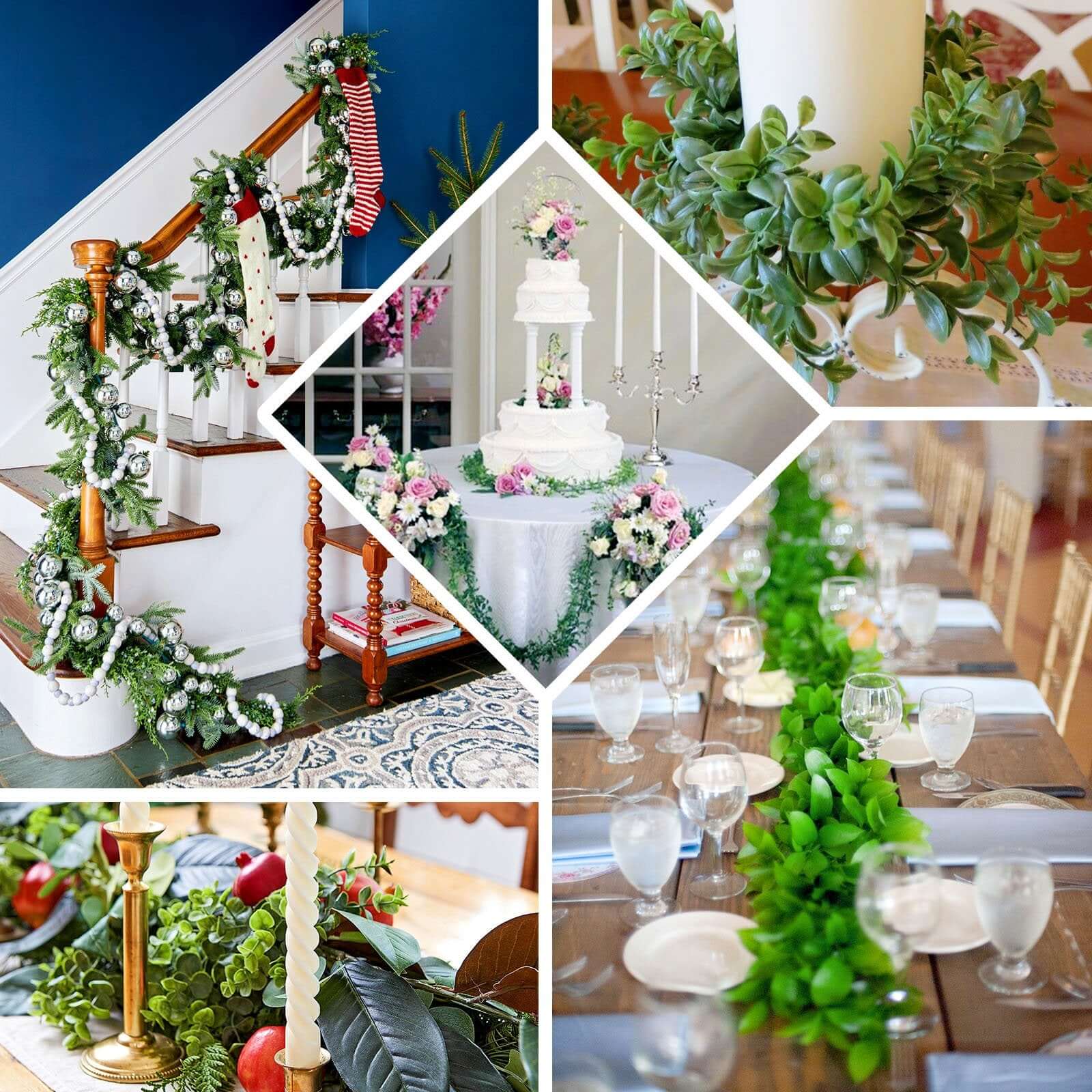 Real Touch Green Artificial Willow and Frond Leaves Garland Vine 4ft - Image 5