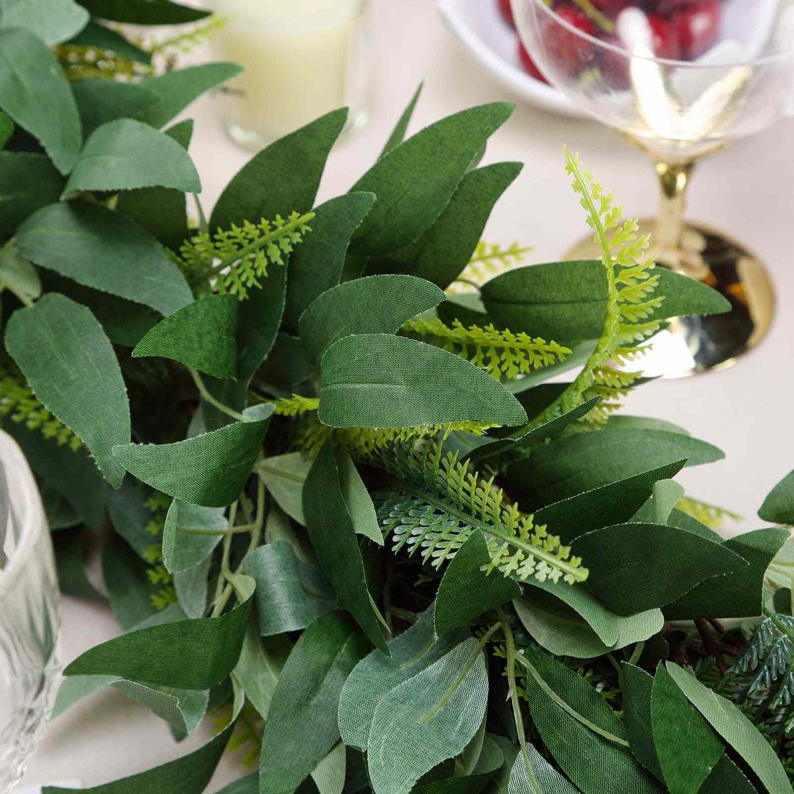 Real Touch Green Artificial Willow and Frond Leaves Garland Vine 4ft - Image 7
