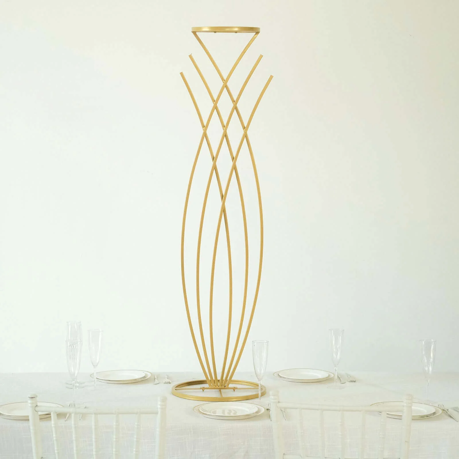 Gold Metal Mermaid Tail Flower Frame Table Centerpiece, Wedding Floral Display Stand 4ft Tall - Image 8