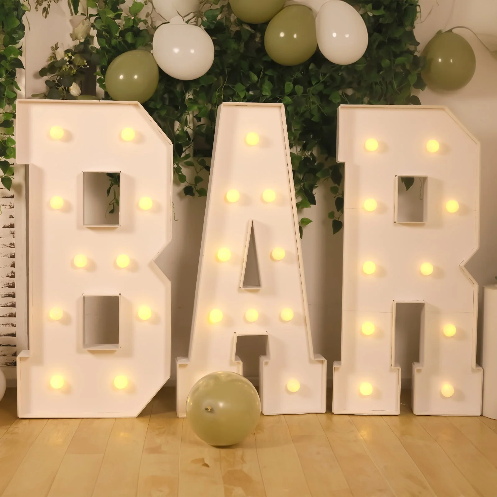 4ft Giant LED Marquee Letter "A", White Pre-Cut Foam Board with 10 Warm White Battery Operated LEDs, Glue Gun and Sticks - Image 2
