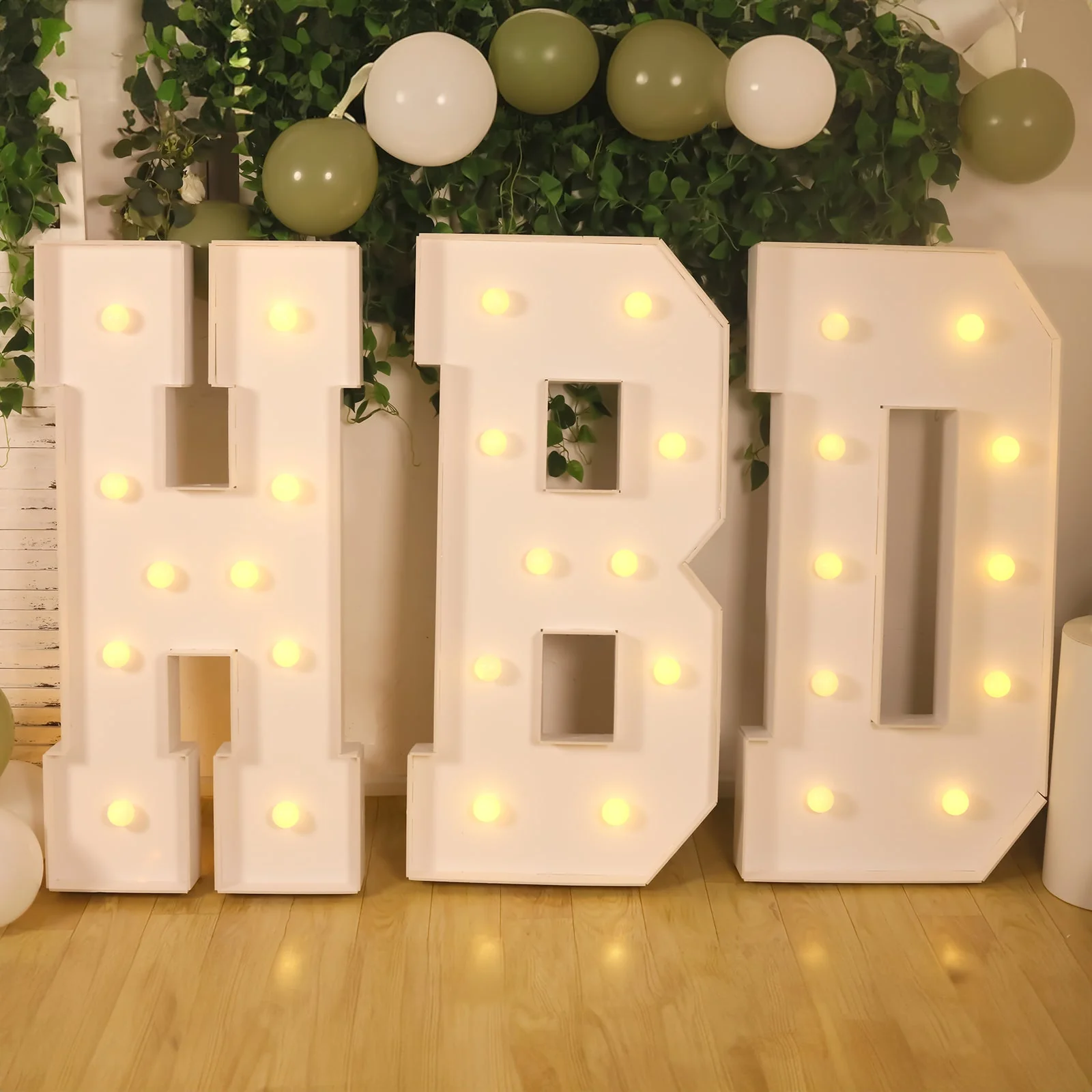 4ft Giant LED Marquee Letter "D", White Pre-Cut Foam Board with 10 Warm White Battery Operated LEDs, Glue Gun and Sticks - Image 2