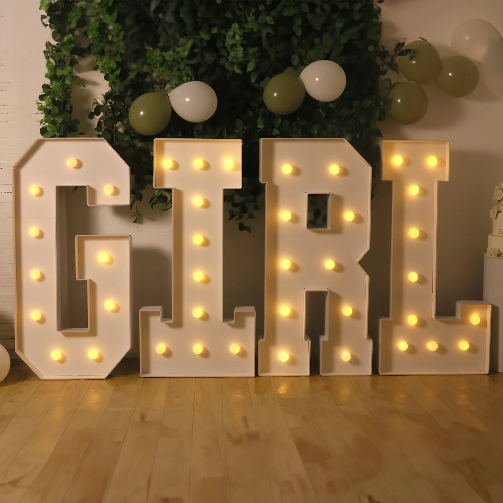 4ft Giant LED Marquee Letter "G", White Pre-Cut Foam Board with 10 Warm White Battery Operated LEDs, Glue Gun and Sticks - Image 2