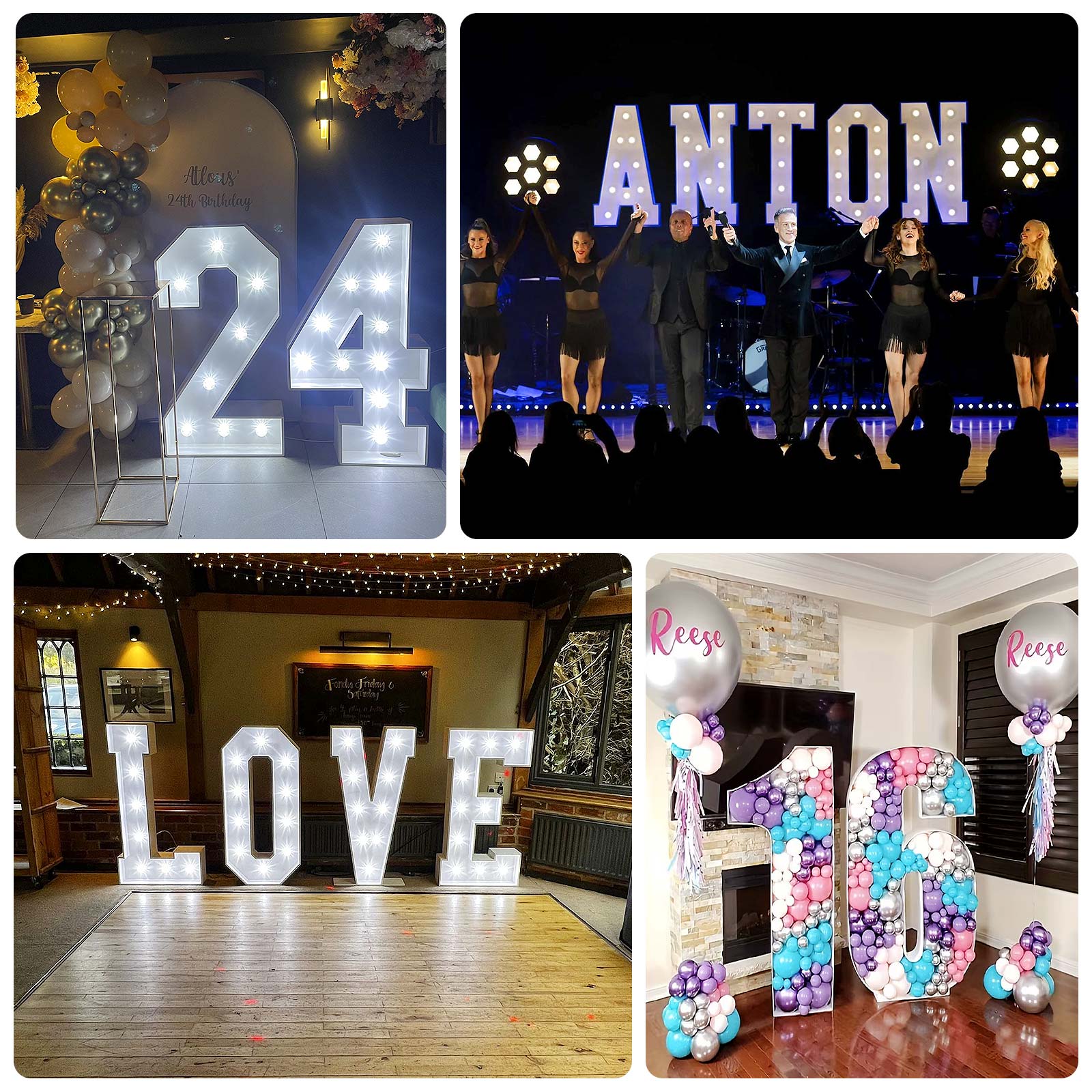 4ft Giant LED Marquee Letter "G", White Pre-Cut Foam Board with 10 Warm White Battery Operated LEDs, Glue Gun and Sticks - Image 5